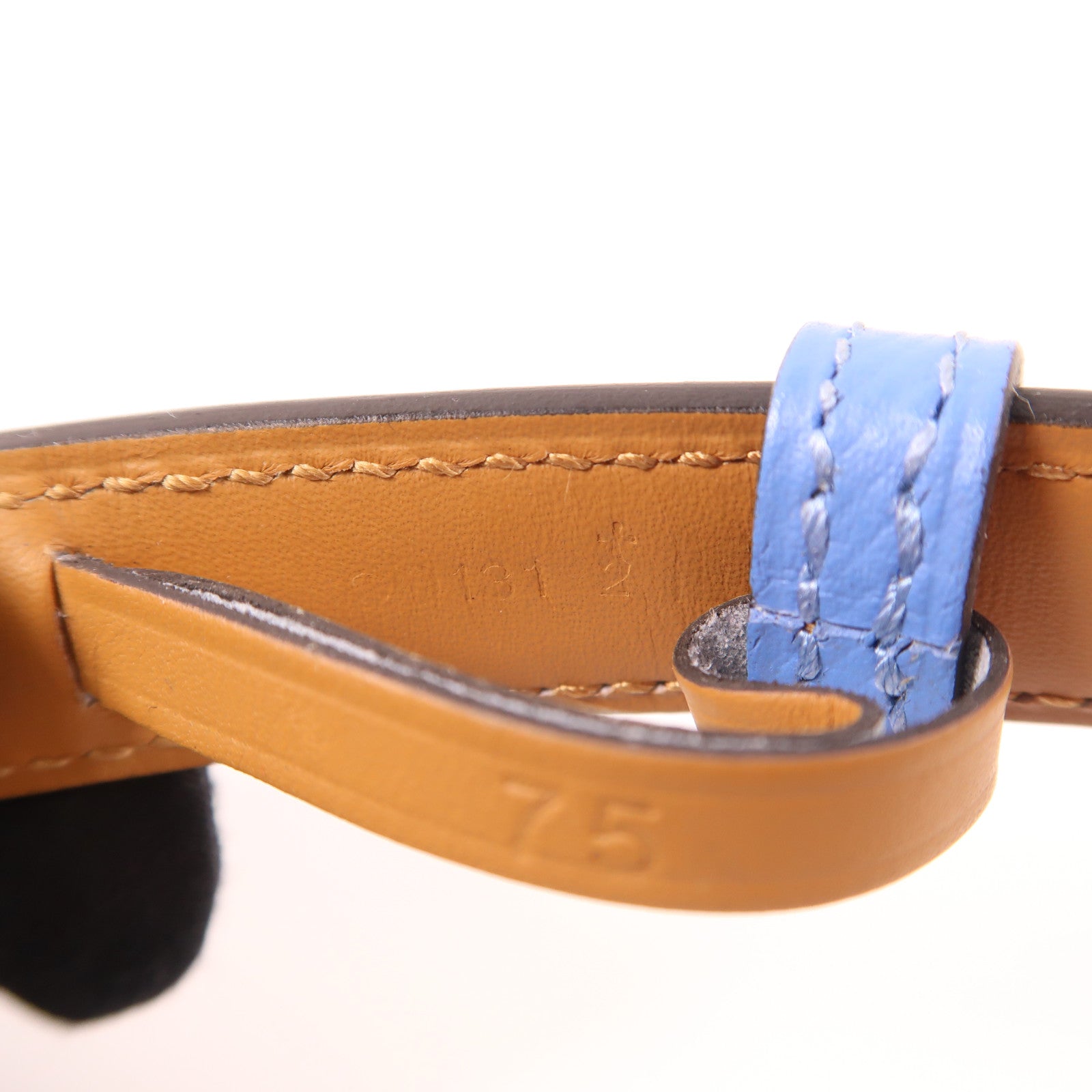 HERMES 【激減優惠】Epsom皮革Etriviere Leather Belt銀扣皮帶Bleu Tempete