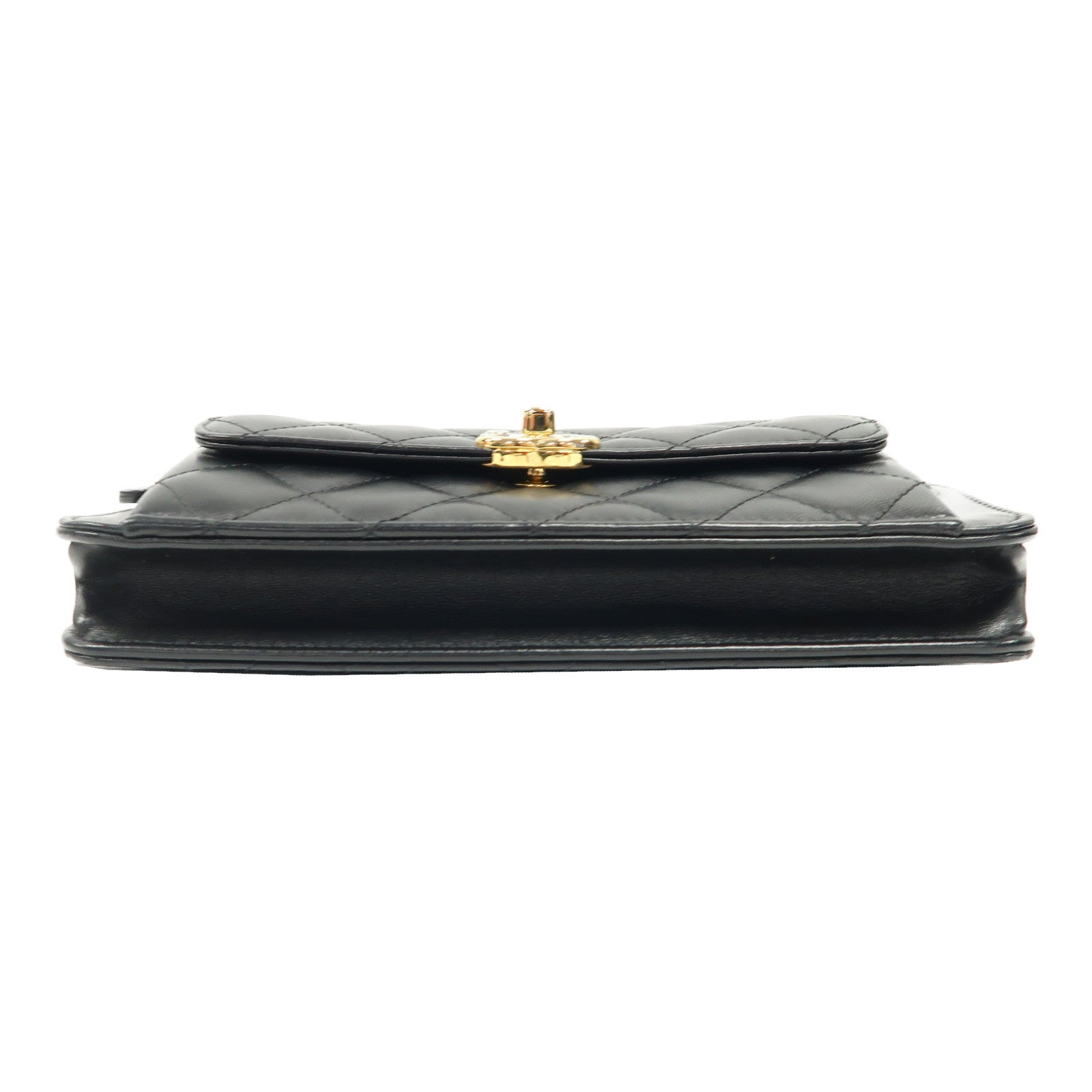 CHANEL 菱格羊皮皮革Waist Bag金扣腰包黑色