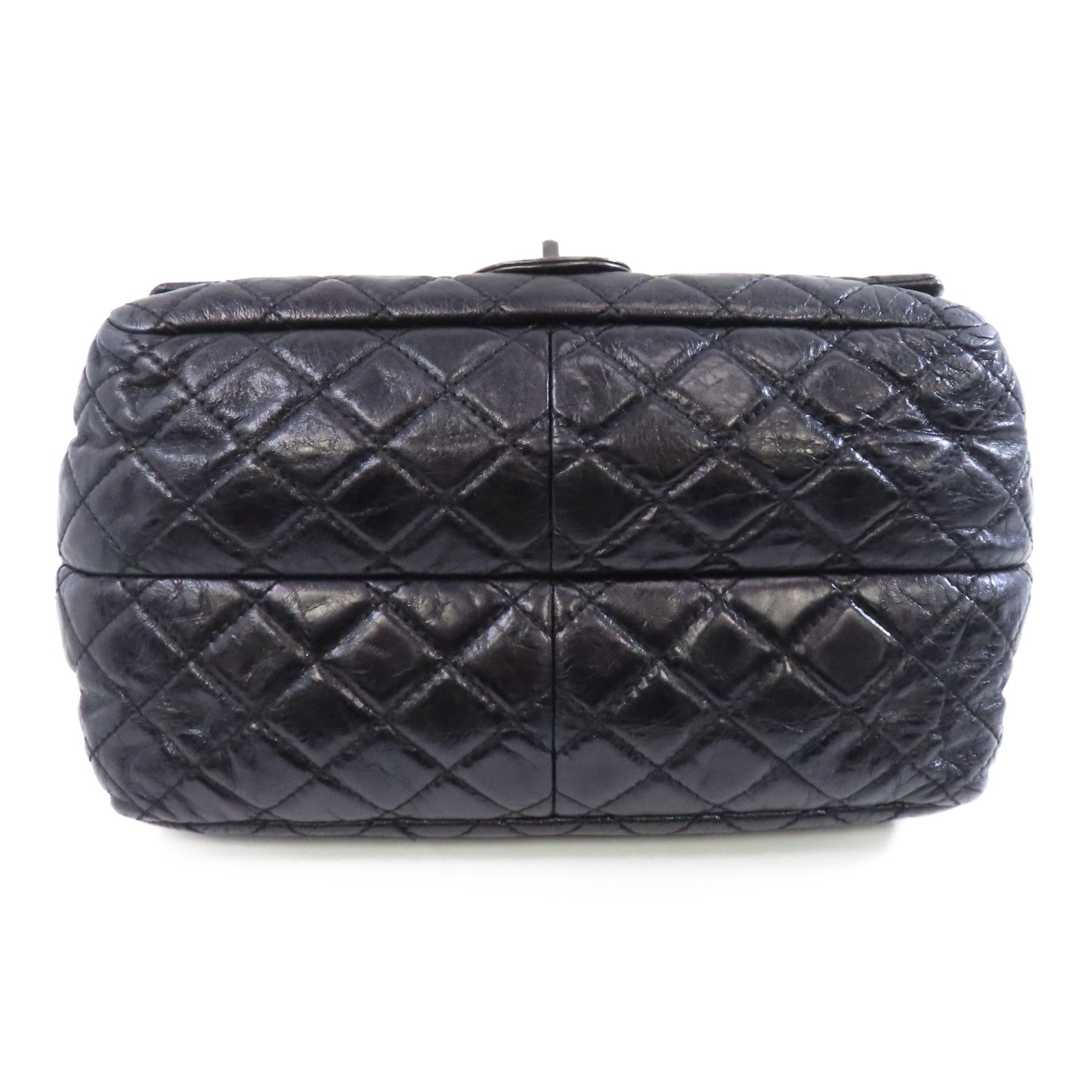 CHANEL 菱格牛皮皮革Shoulder Bag銀扣鏈帶肩背袋黑色