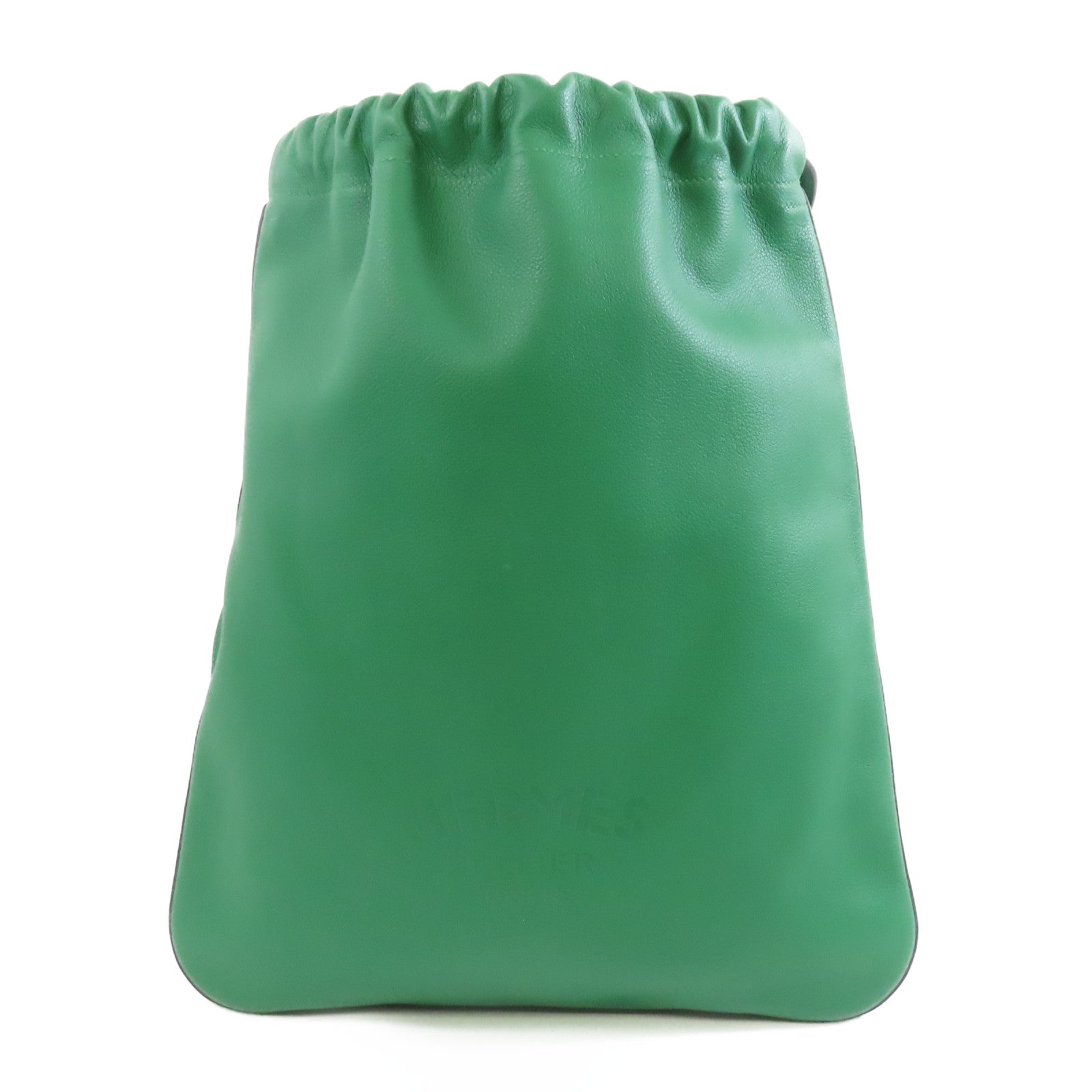 HERMES Evercolor皮革Bridado Backpack銀扣背包Vert Vertigo綠色