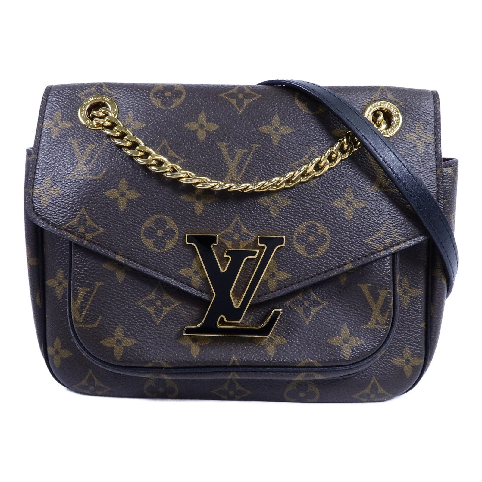 LOUIS VUITTON Monogram Passy金扣肩背袋棕色