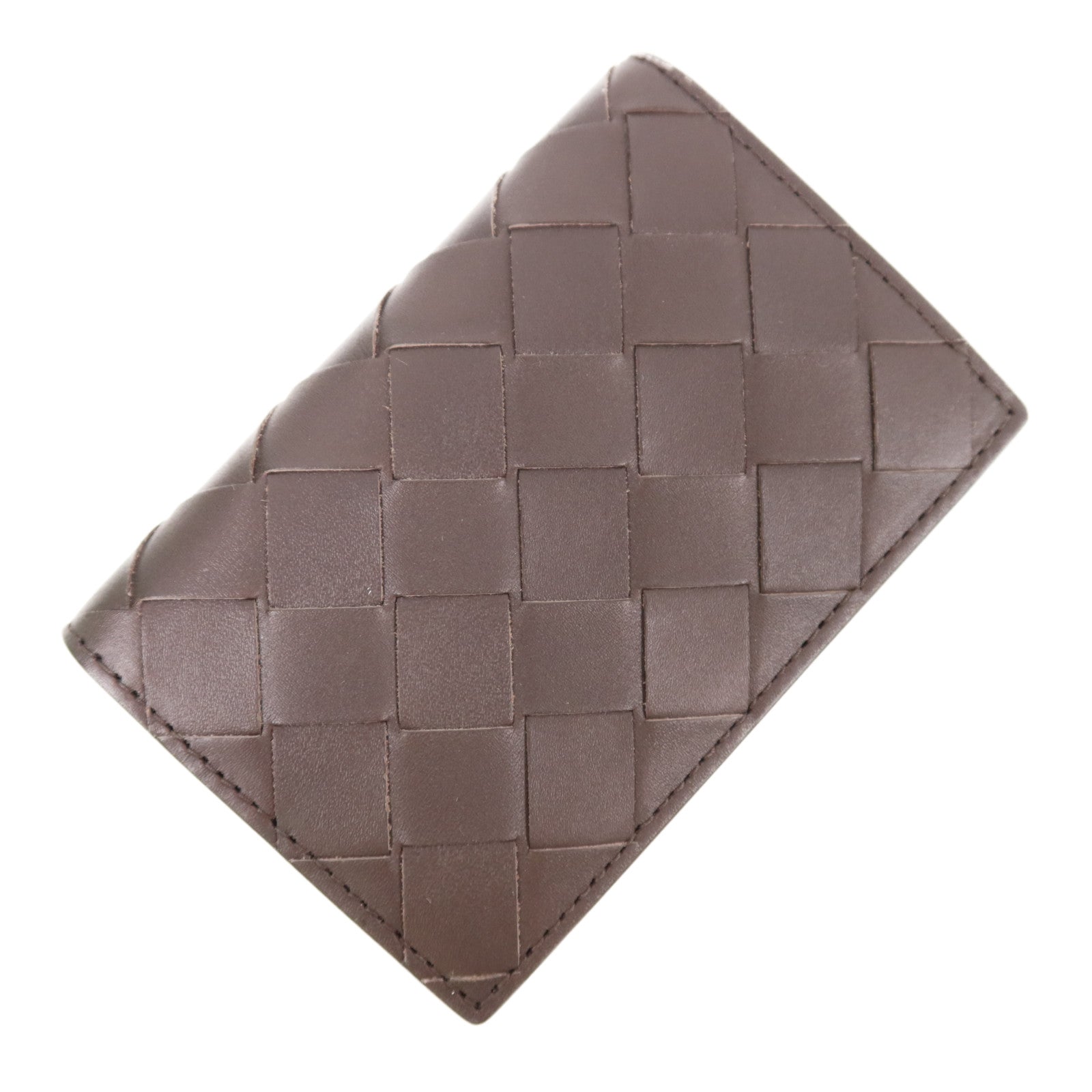 BOTTEGA VENETA BV Flap Card Case Calfskin Leather Dark Brown