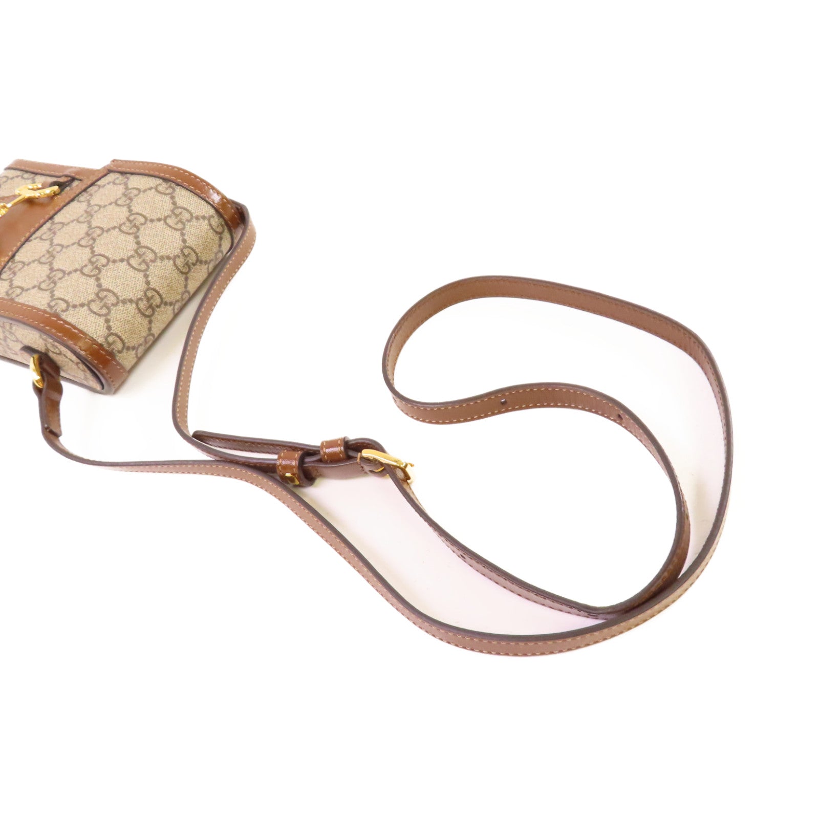 GUCCI 【激減優惠】塗層帆布Horsebit Mini Shoulder Bag金扣肩背袋啡色