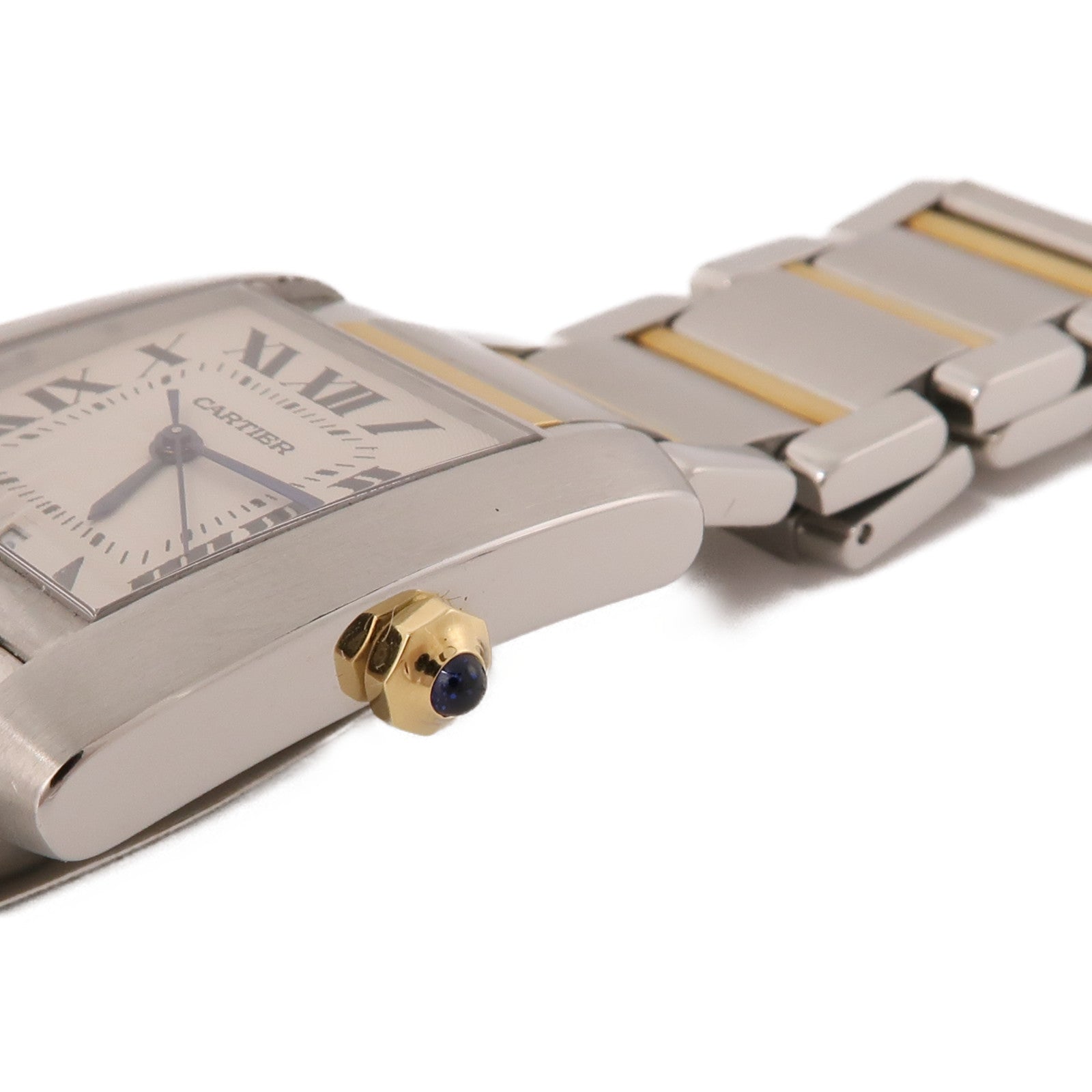 CARTIER Tank Francaise LM 18K黃金/不鏽鋼手錶自動機芯米色