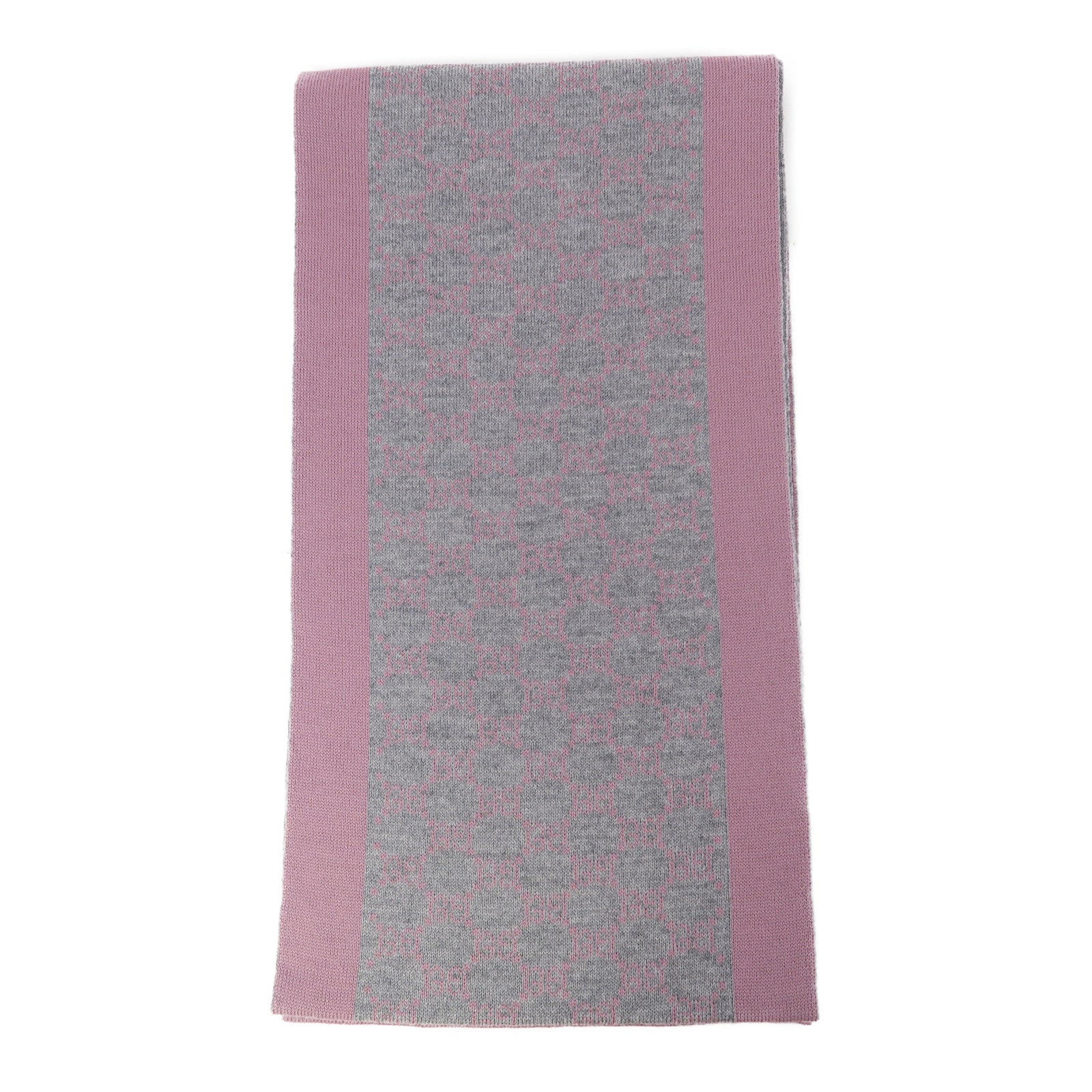 GUCCI 羊毛Scarf 23x180cm圍巾粉紅色/灰色