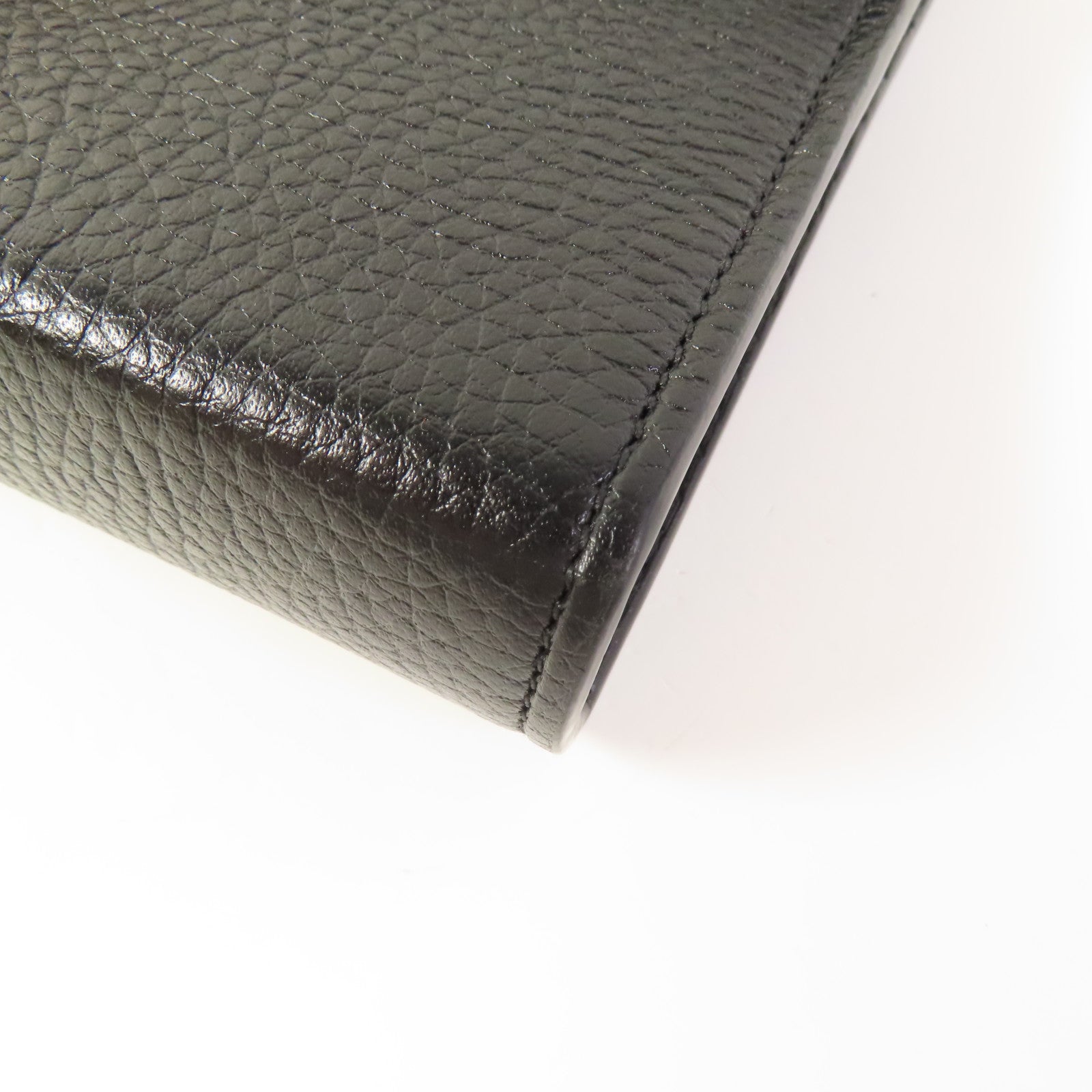 GUCCI GG GHW Chain Shoulder Bag Calfskin Leather Black