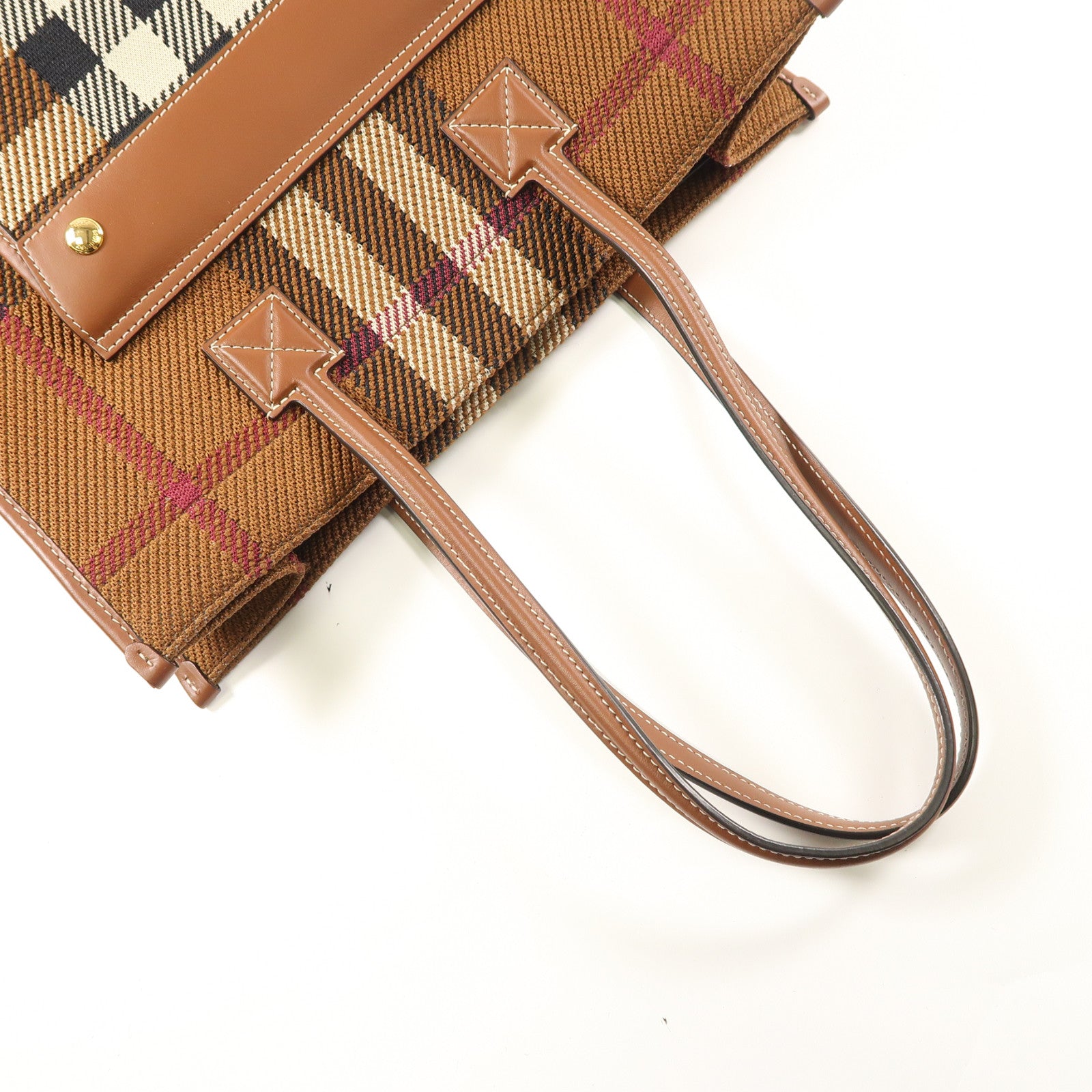 BURBERRY 帆布/皮革Shoulder Bag金扣肩背袋啡色