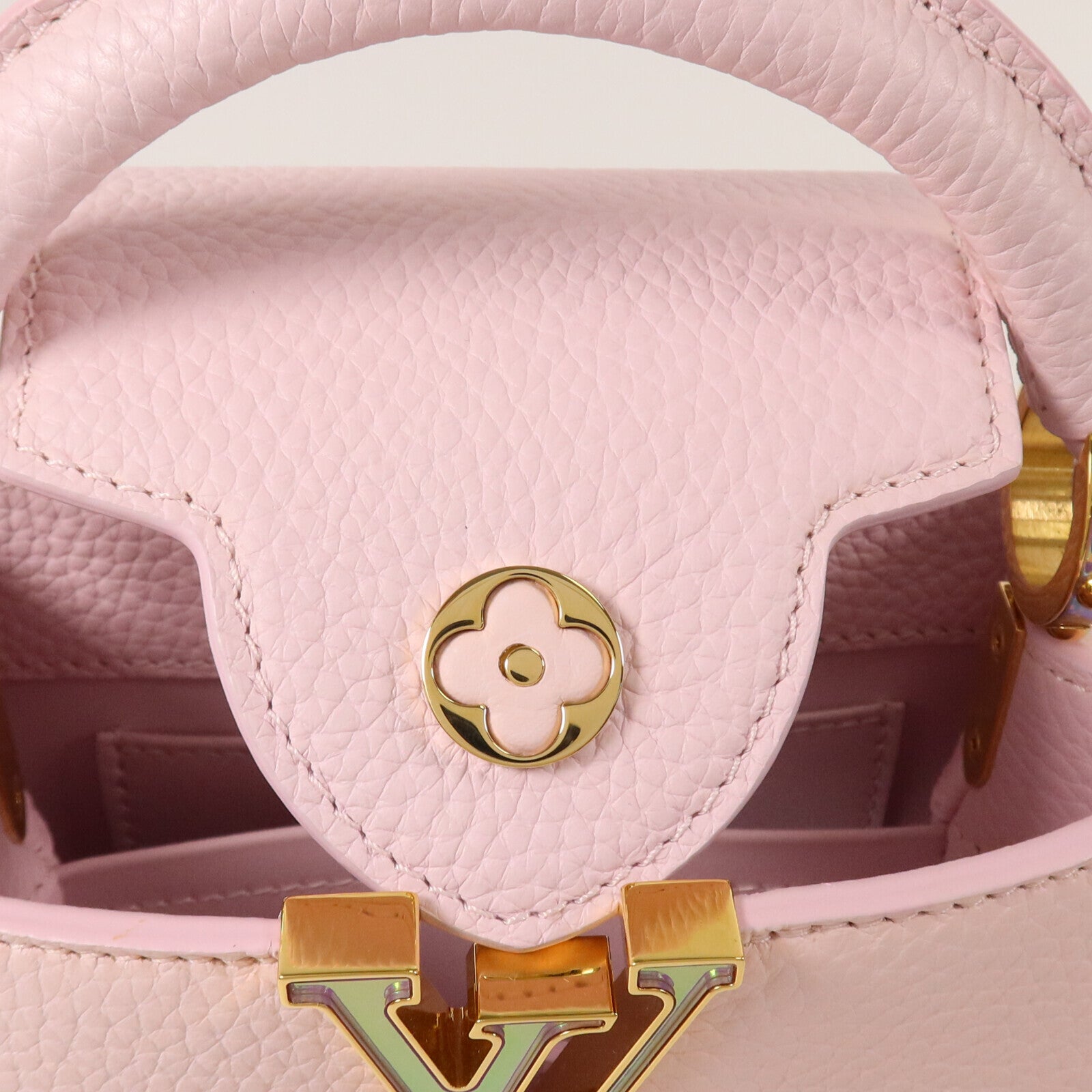 LOUIS VUITTON Taurillon Capucines Mini金扣手挽肩背兩用袋