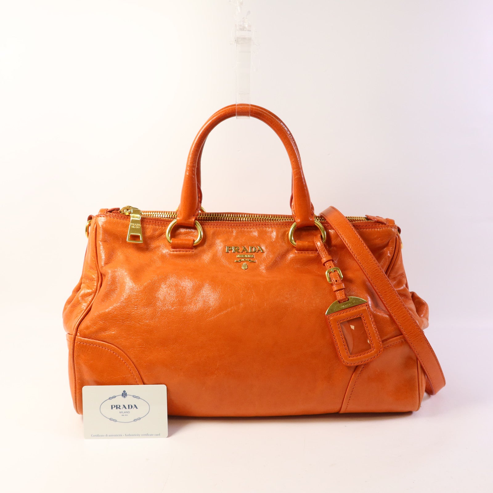 PRADA 牛皮皮革2 Way Shoulder Bag金扣手挽肩背兩用袋