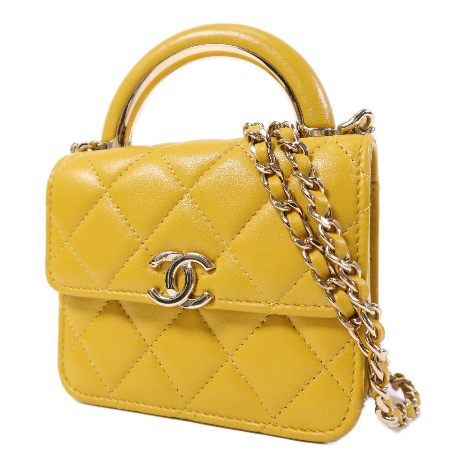 CHANEL 羊皮皮革Chain With Handle金扣鏈帶手挽肩背兩用袋