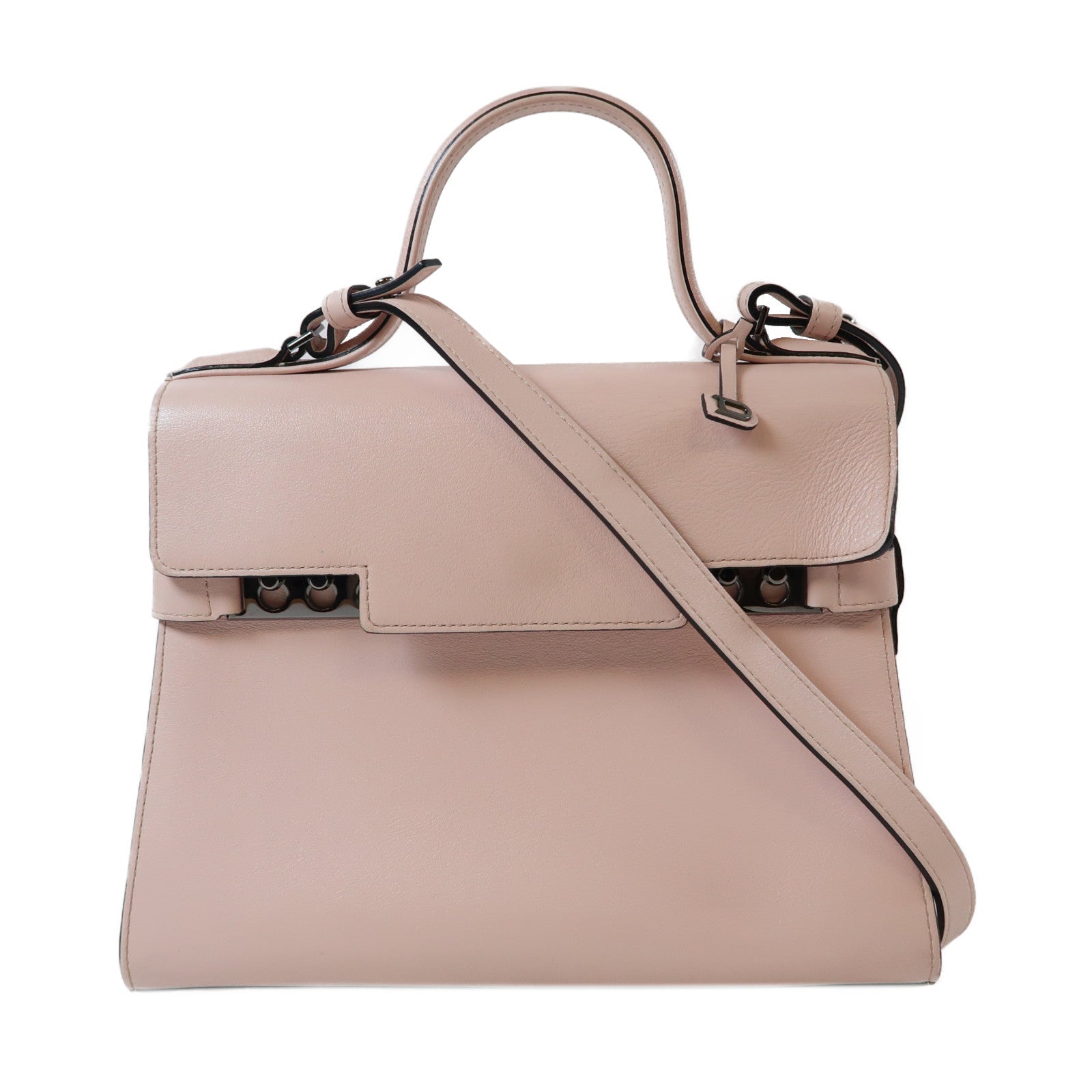 Delvaux 羊皮皮革Delvaux Tempete黑扣手挽肩背兩用袋粉紅色
