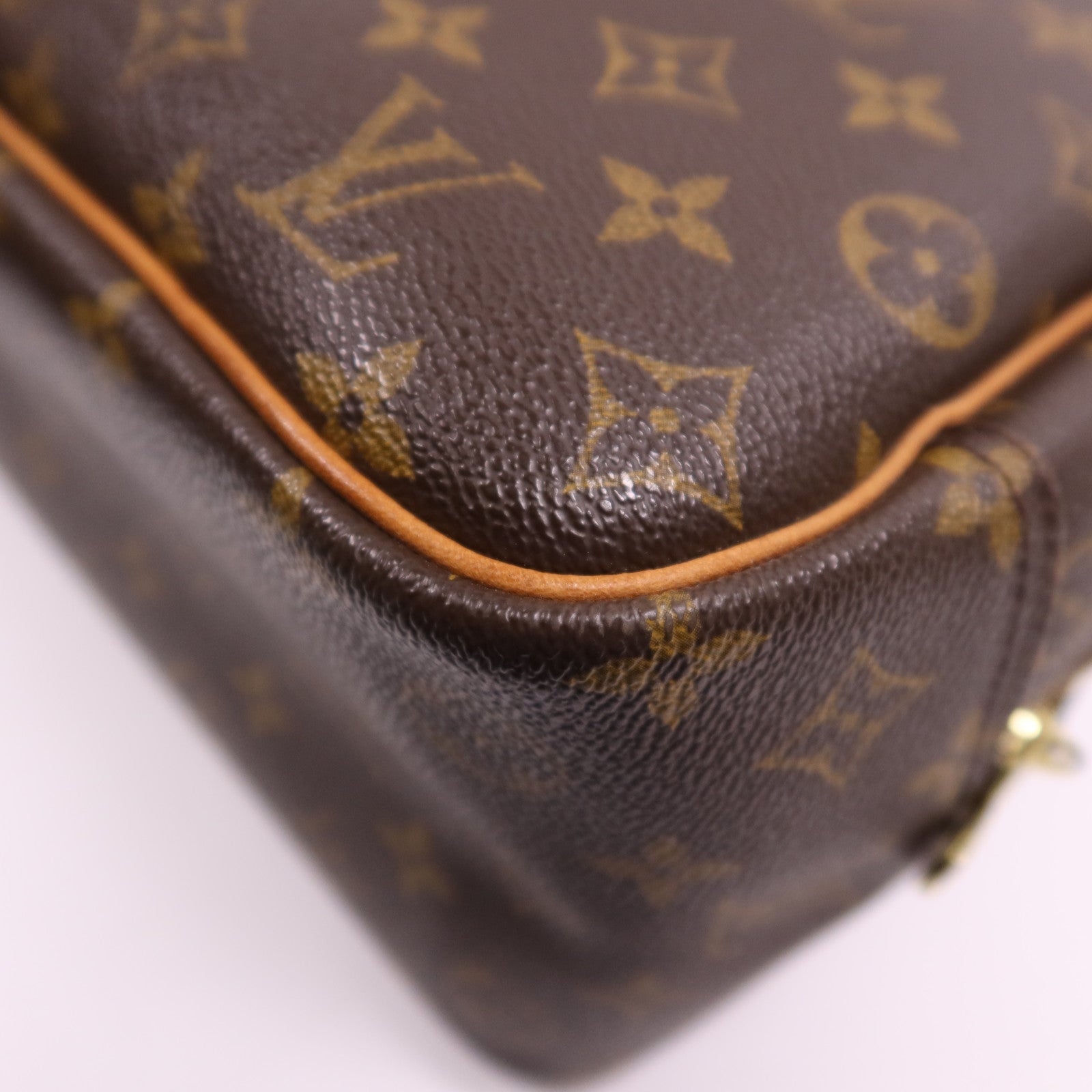 LOUIS VUITTON Monogram Deauville金扣手挽袋棕色