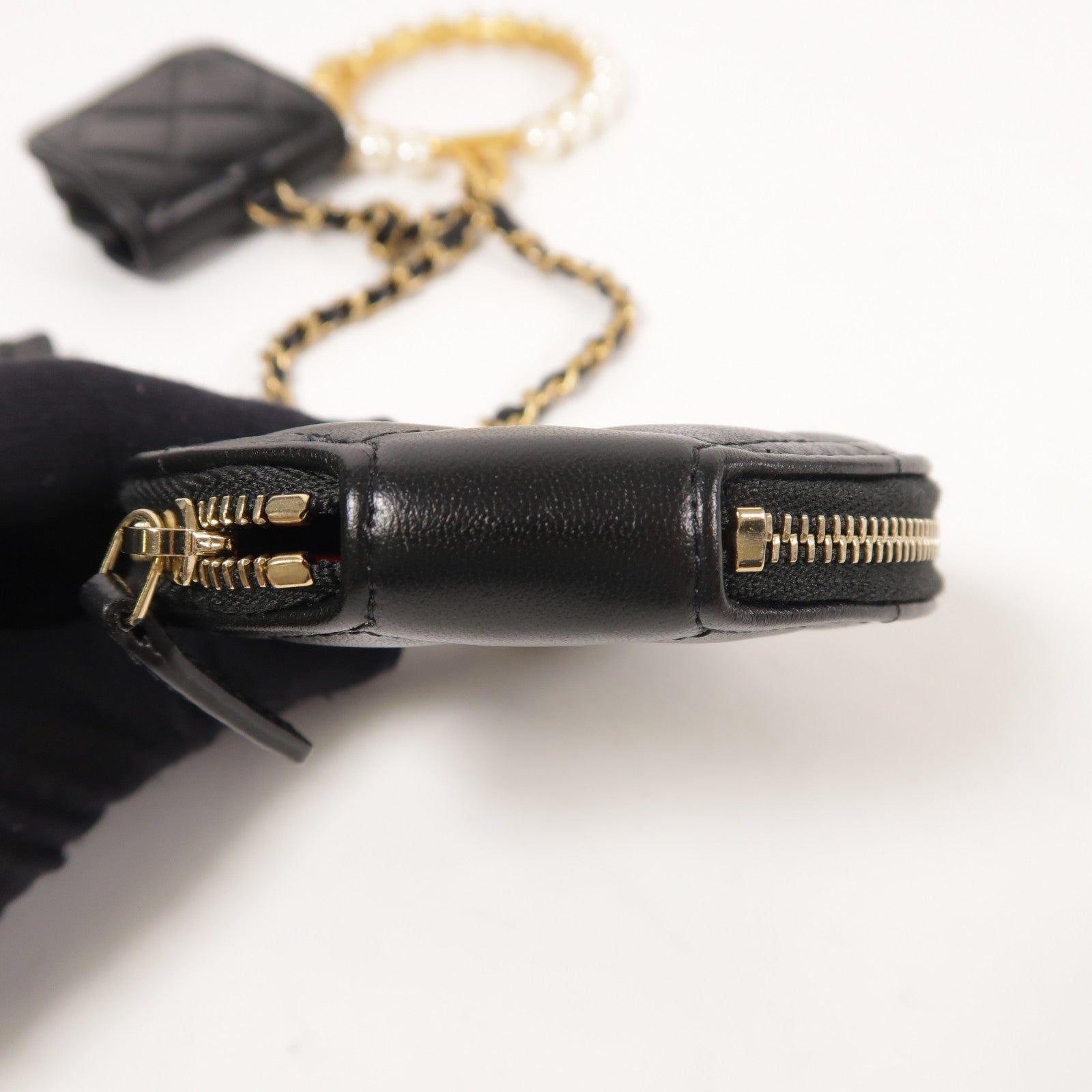 CHANEL 牛皮皮革Hand Bag金扣鏈帶手挽袋