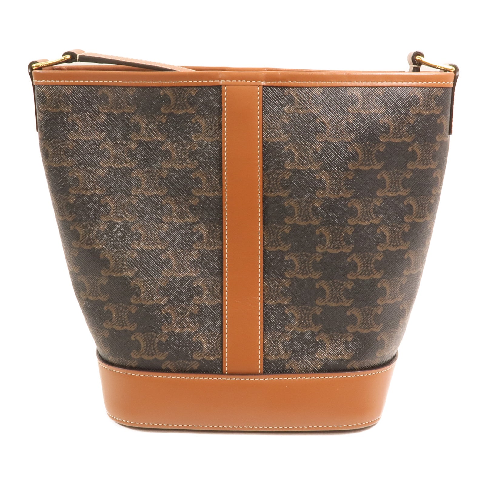 CELINE 塗層帆布Triomphe Small Bucket Bag金扣肩背袋