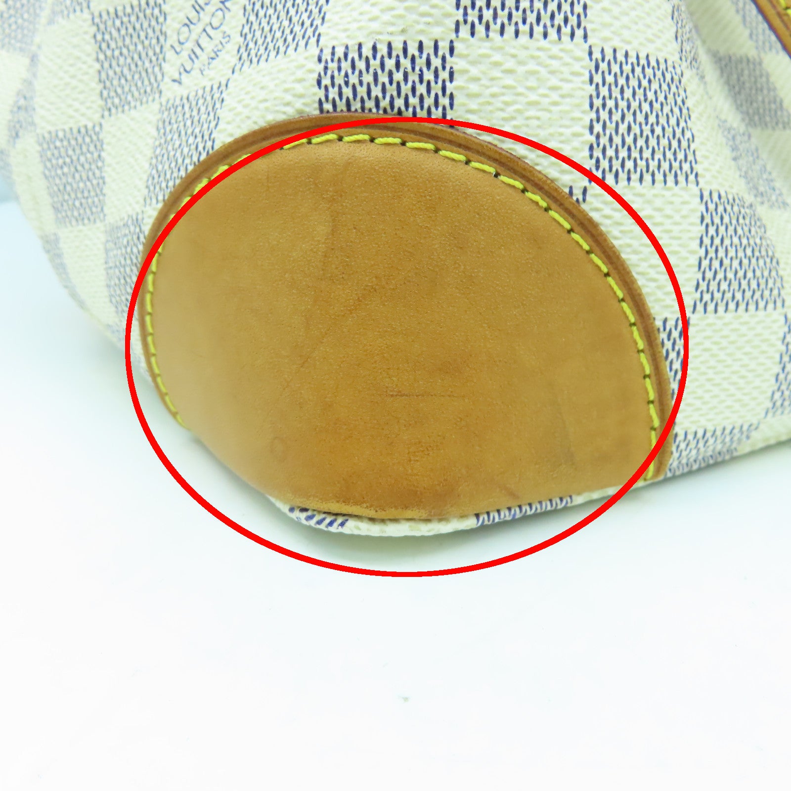 LOUIS VUITTON Damier Azur Hampstead PM金扣肩背袋白色/啡色