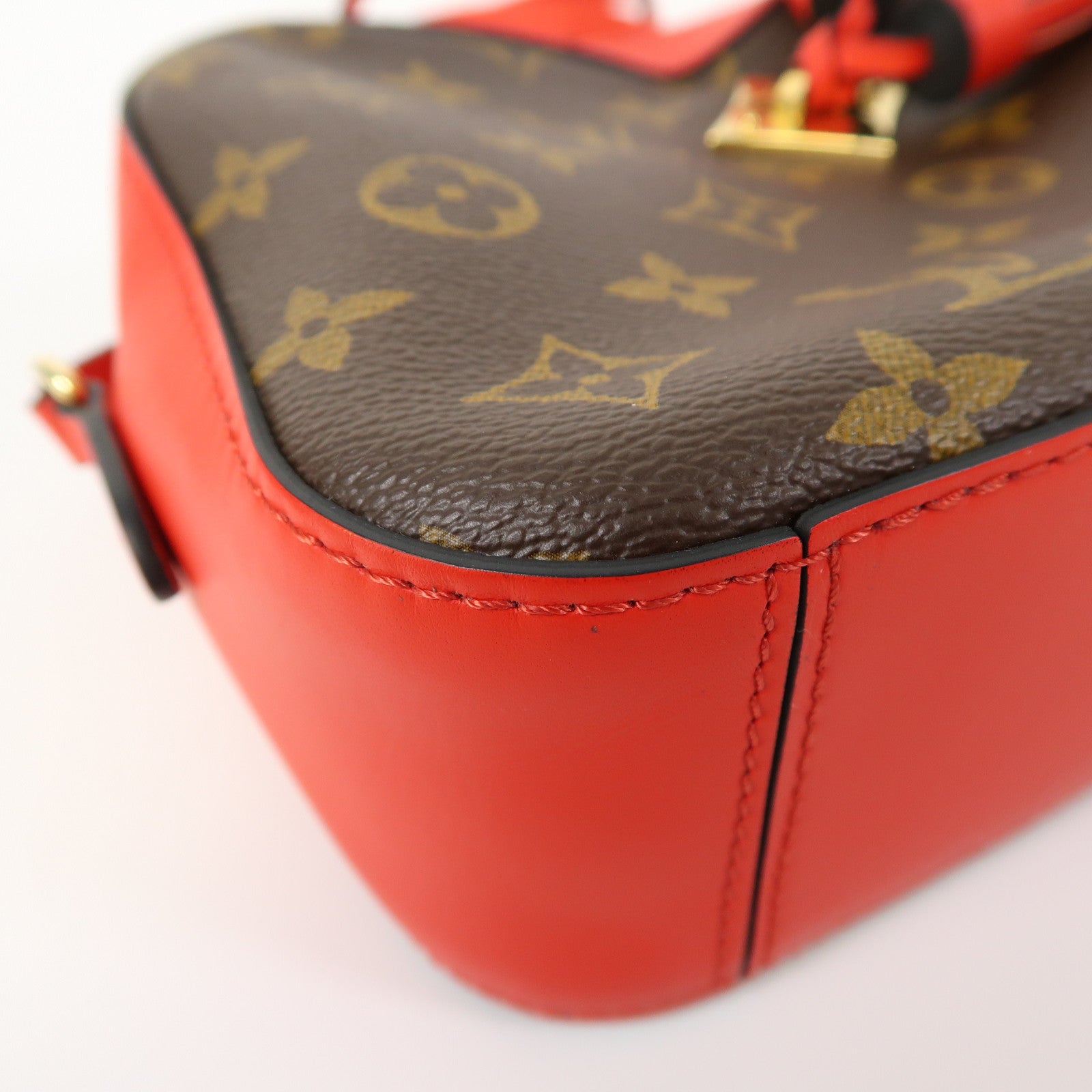 LOUIS VUITTON Monogram Saintonge金扣肩背袋啡色/紅色