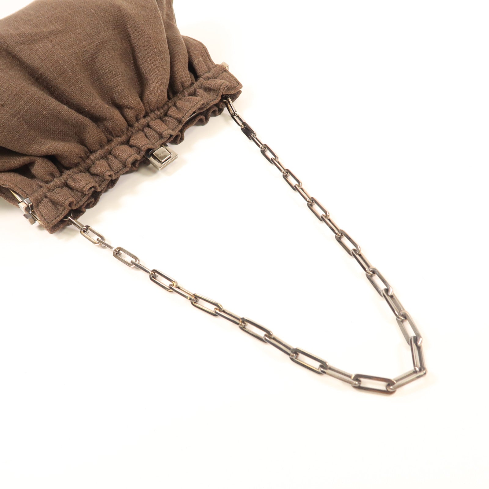 GUCCI 帆布Chain Shoulder銀扣鏈帶肩背袋