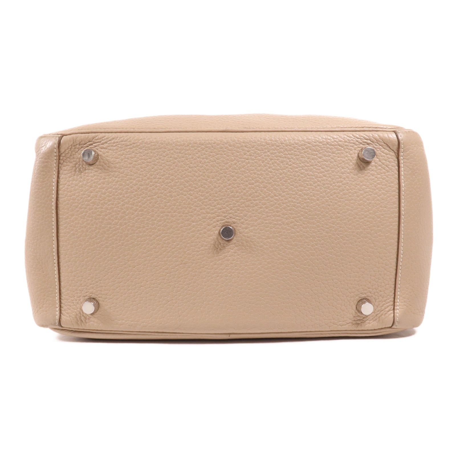 HERMES Clemence皮革Lindy 30銀扣手挽肩背兩用袋Argile