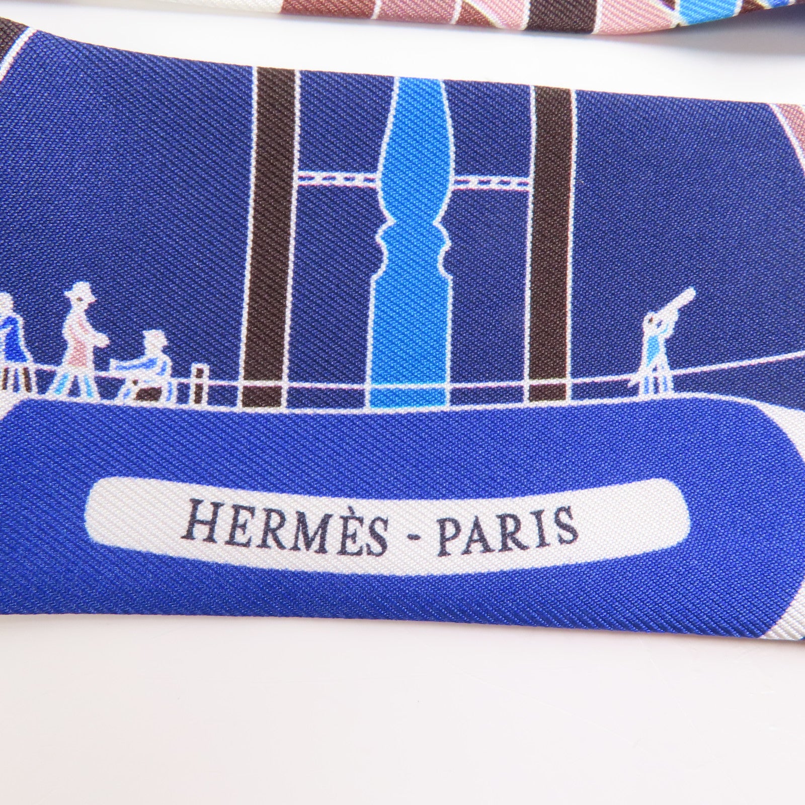 HERMES Twilly Scarf Scarves Silk Blue Purple