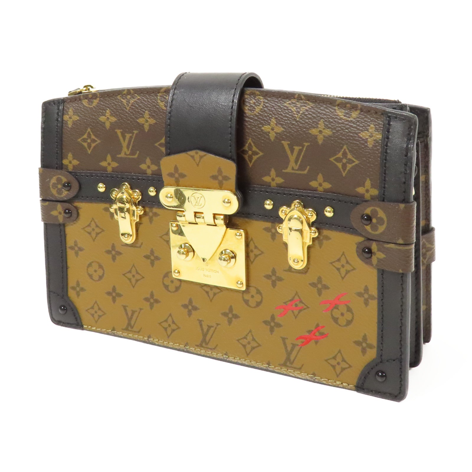 LOUIS VUITTON LV GHW Trunk Clutch Shoulder Bag M43596 Monogram Reverse Brown
