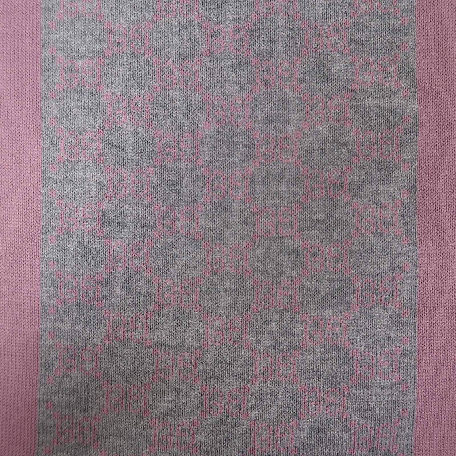 GUCCI 羊毛Scarf 23x180cm圍巾粉紅色/灰色