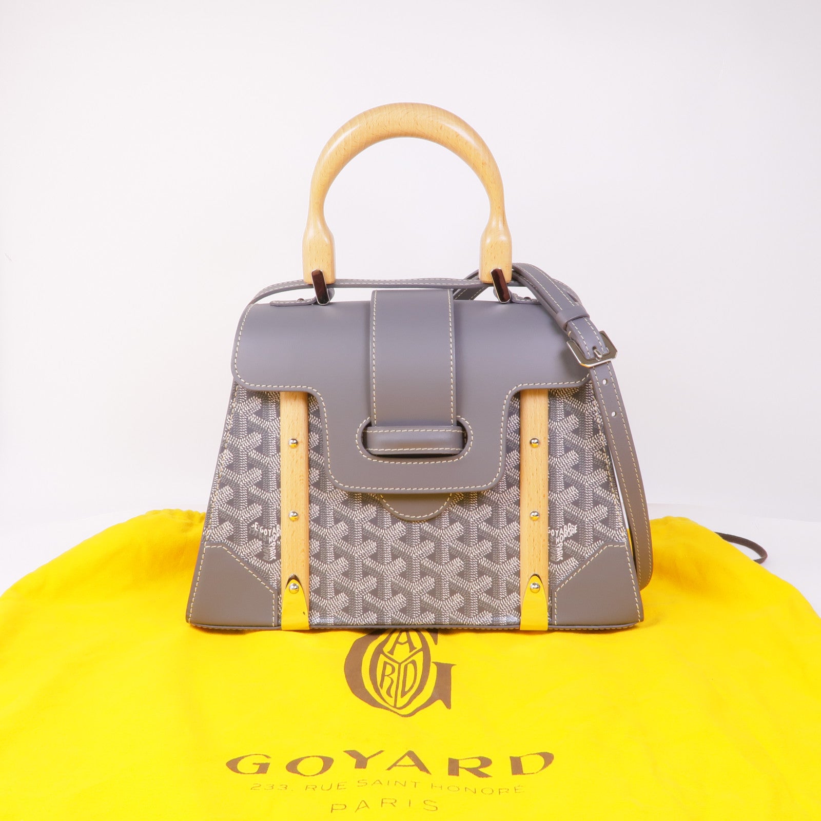 GOYARD 塗層帆布/皮革Saigon PM銀扣手挽肩背兩用袋