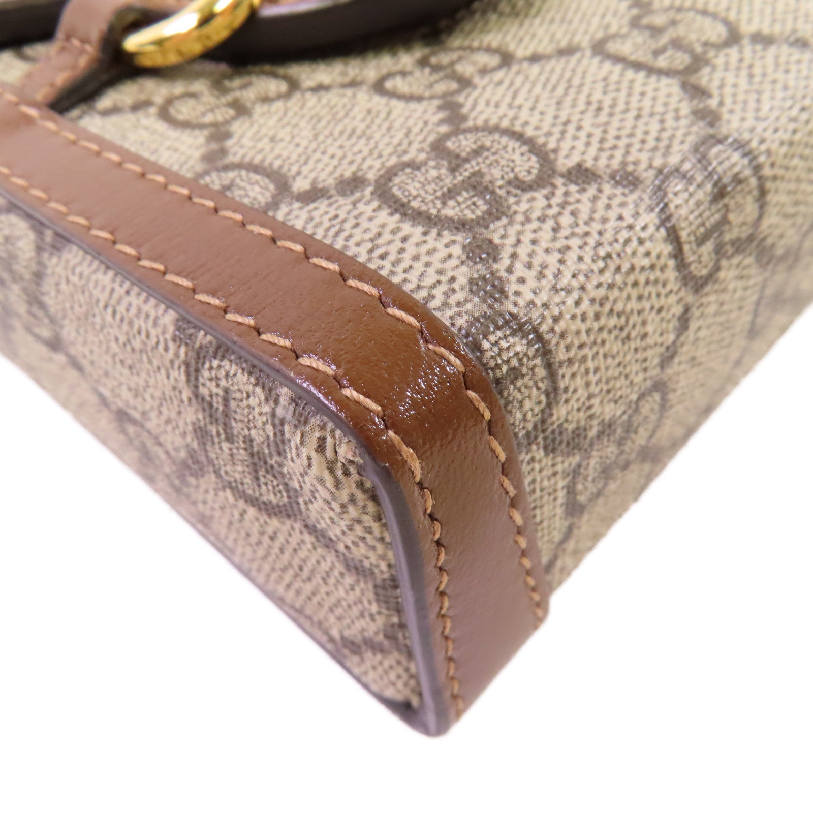 GUCCI 【激減優惠】塗層帆布Horsebit Mini Shoulder Bag金扣肩背袋啡色