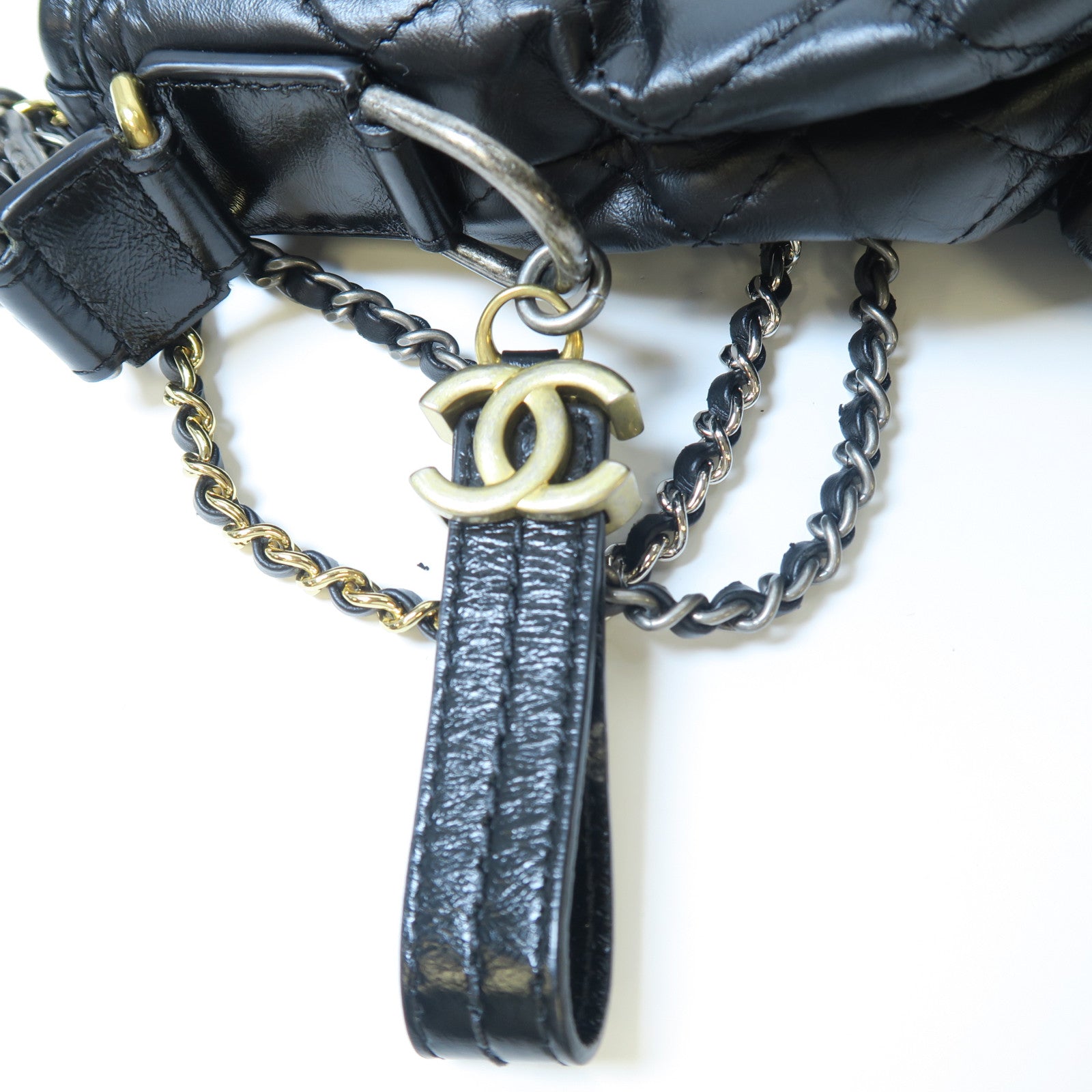 CHANEL 【激減優惠】菱格羊皮皮革Gabrielle金扣/銀扣手挽肩背兩用袋黑色