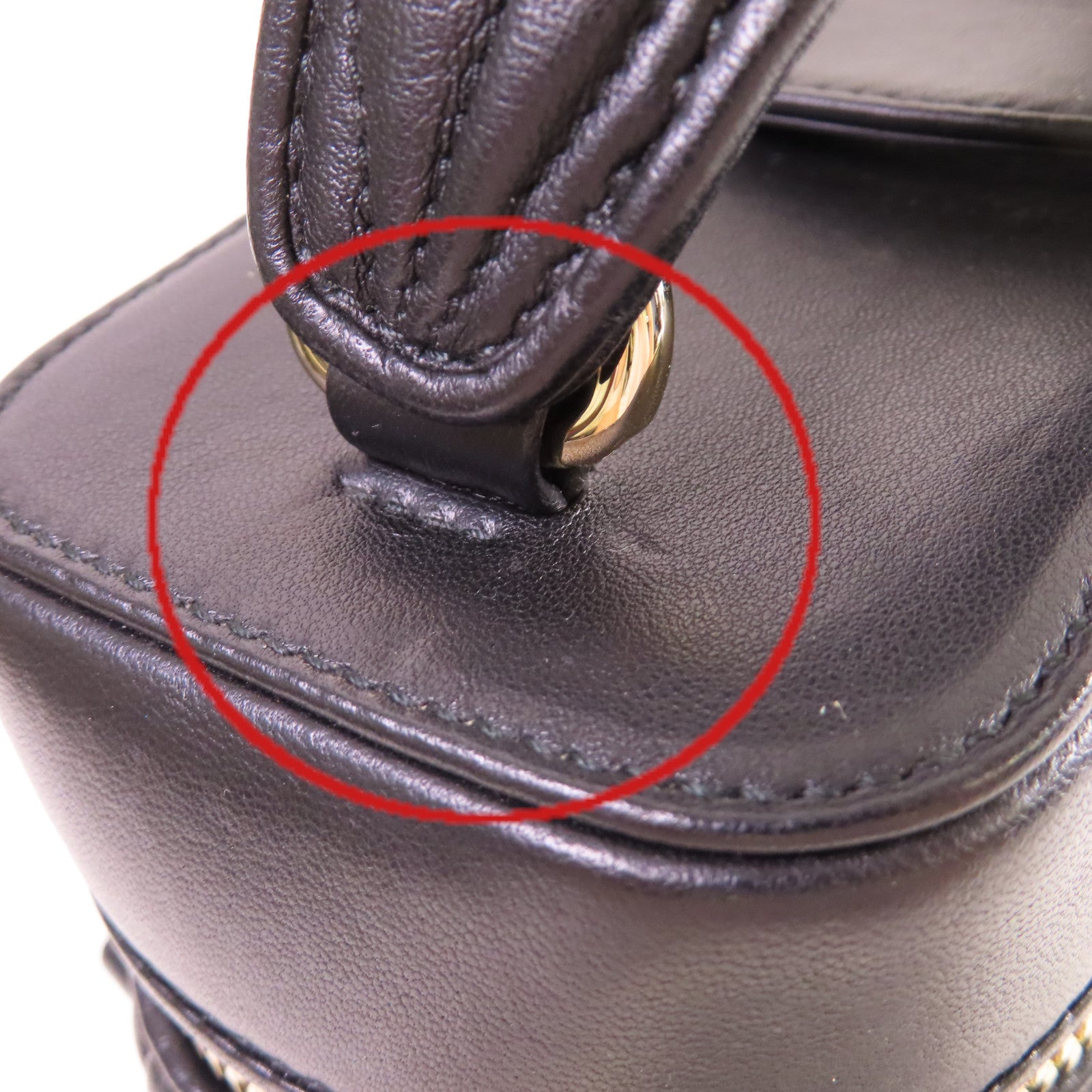 Miu Miu 羊皮皮革2Way Shoulder Bag/Vanity Case金扣手挽肩背兩用袋黑色