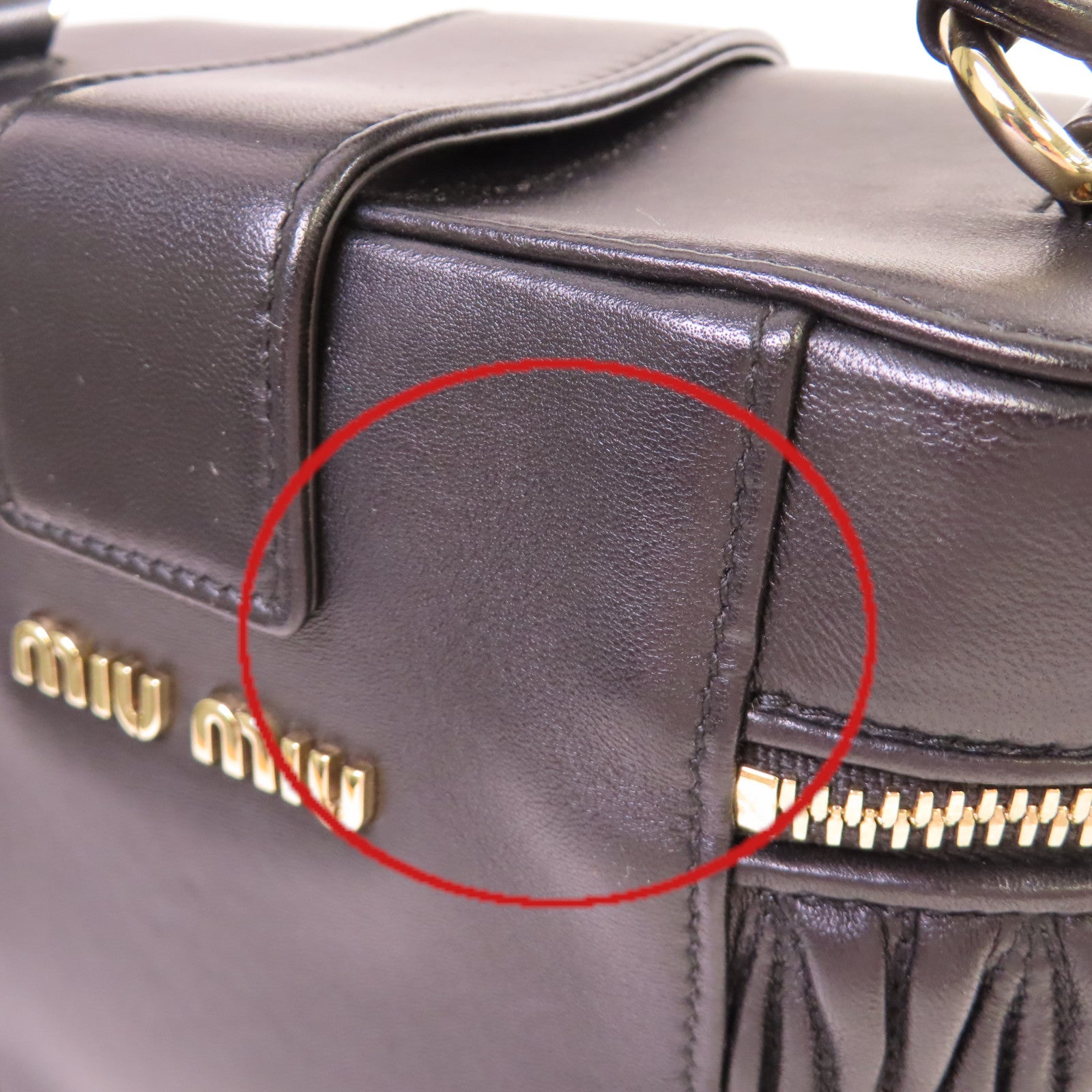 Miu Miu 羊皮皮革2Way Shoulder Bag/Vanity Case金扣手挽肩背兩用袋黑色