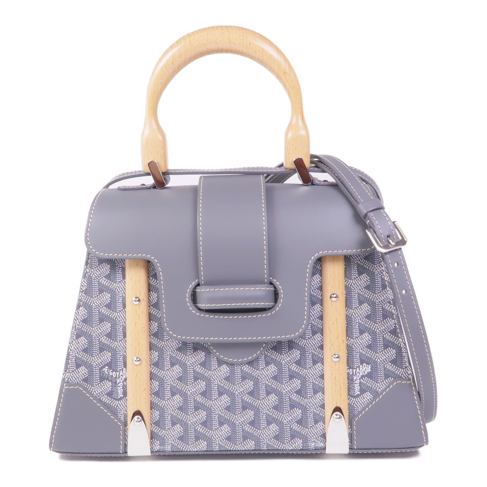 GOYARD 塗層帆布/皮革Saigon PM銀扣手挽肩背兩用袋