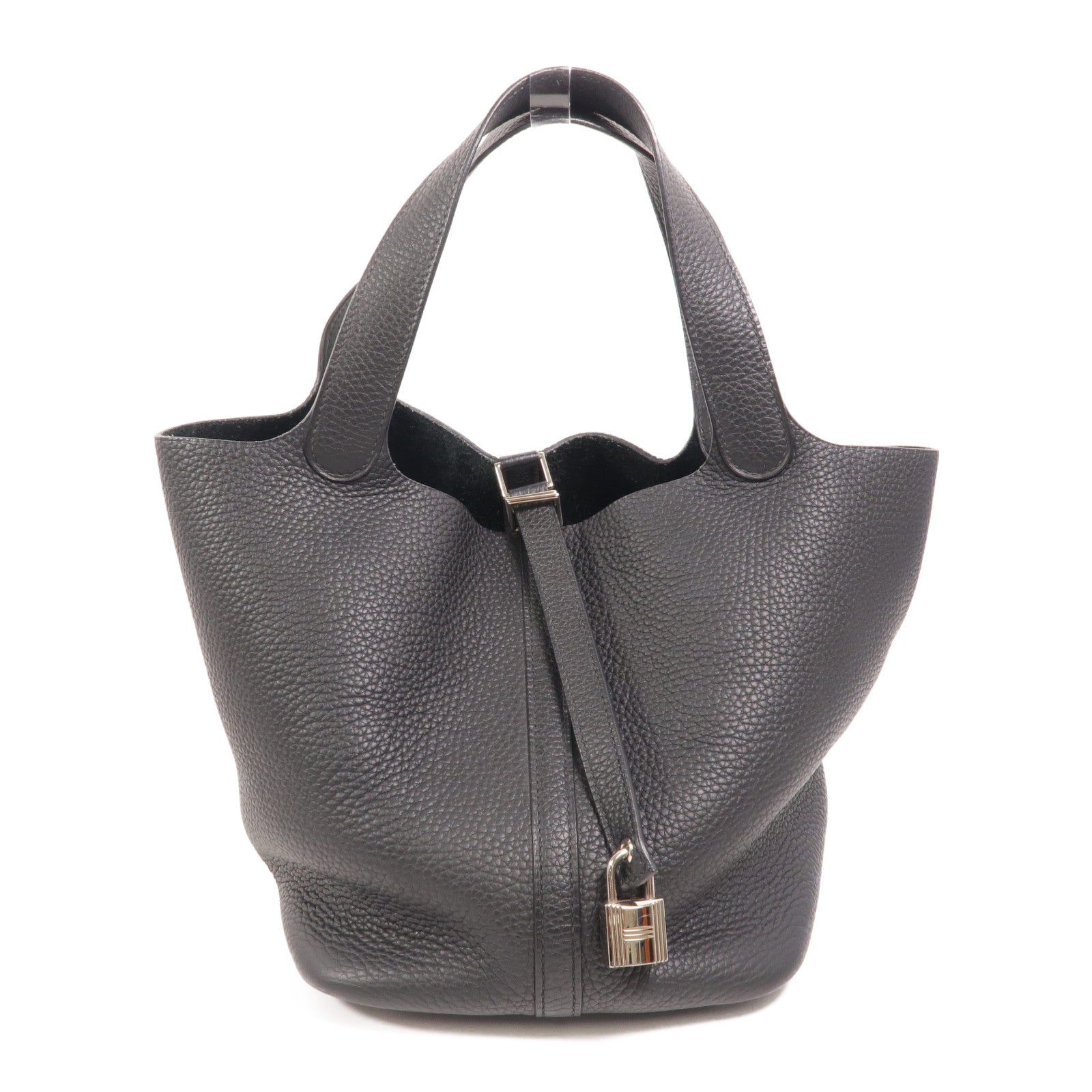 HERMES Clemence皮革Picotin MM手挽袋Noir
