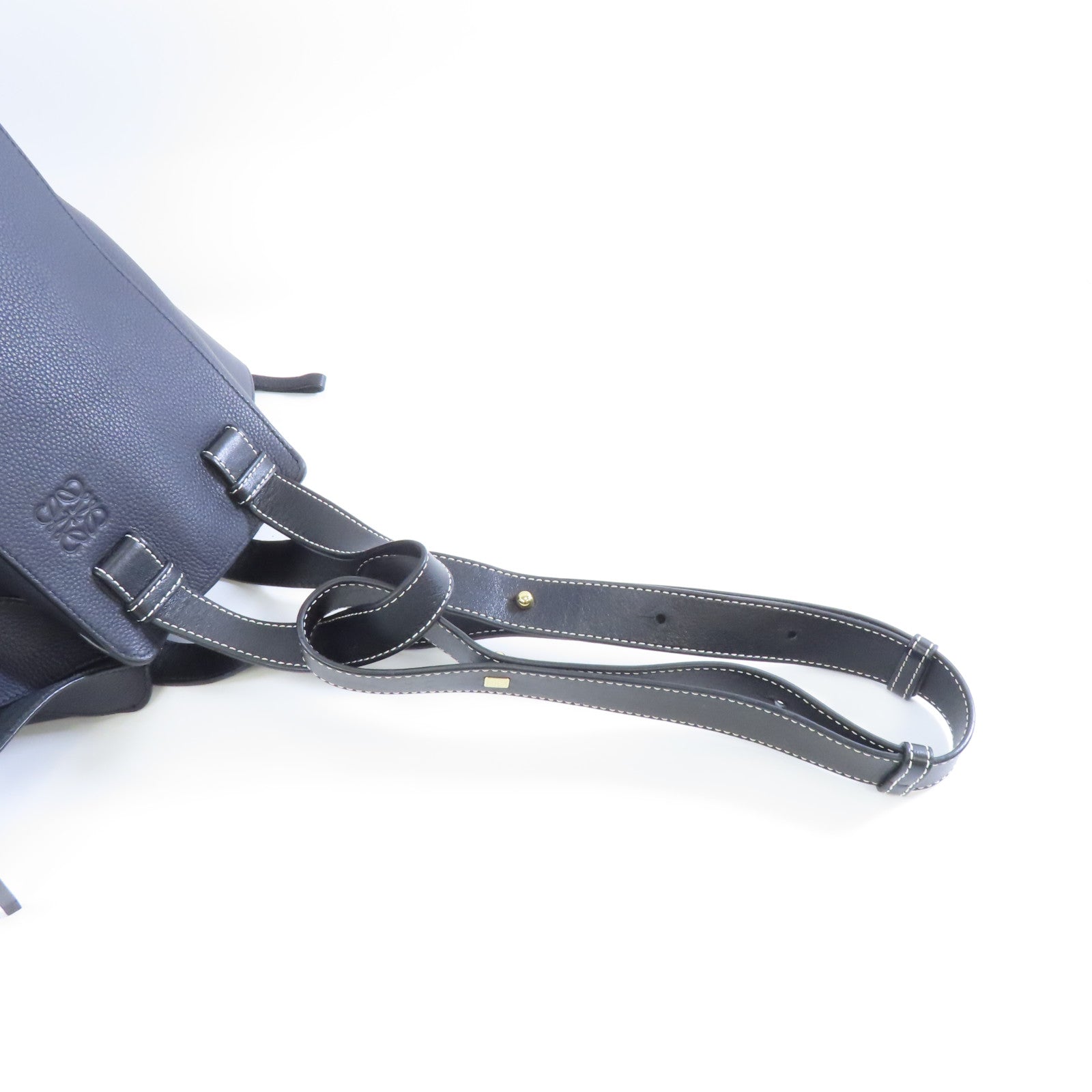 LOEWE 牛皮皮革Hammock Bag金扣手挽肩背兩用袋深藍色