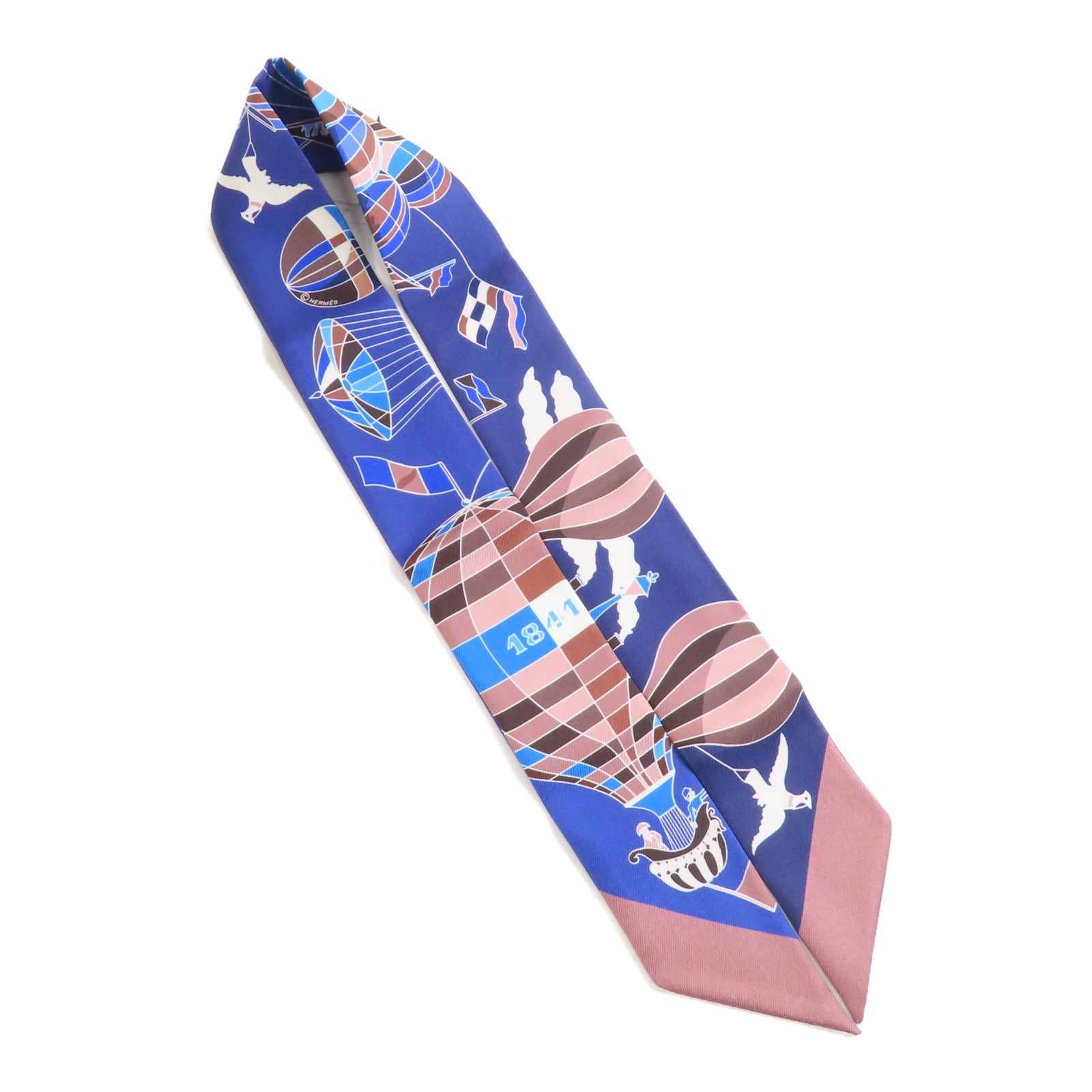 HERMES Twilly Scarf Scarves Silk Blue Purple