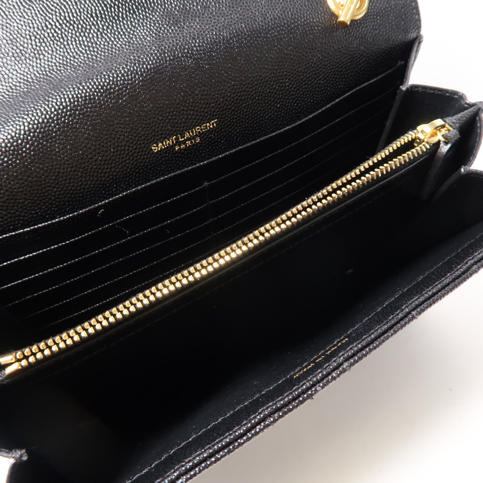 SAINT LAURENT 牛皮皮革Vicky金扣鏈帶肩背袋黑色