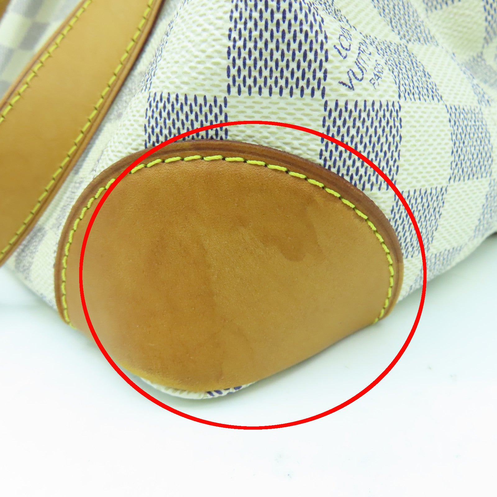LOUIS VUITTON Damier Azur Hampstead PM金扣肩背袋白色/啡色
