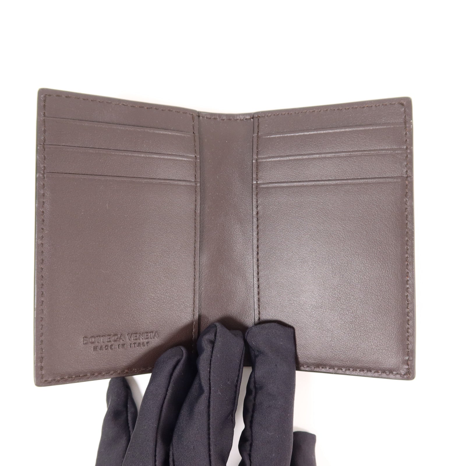 BOTTEGA VENETA BV Flap Card Case Calfskin Leather Dark Brown