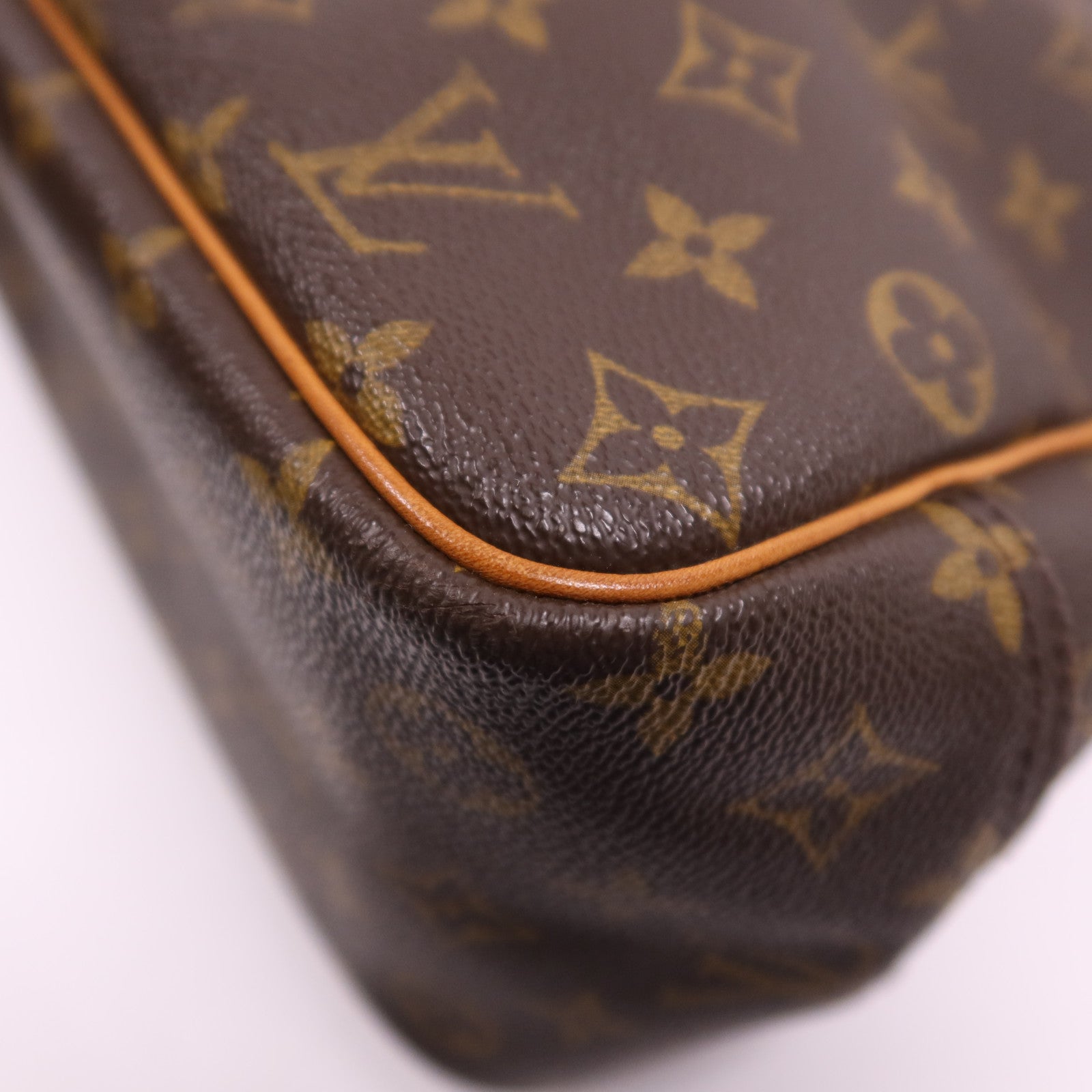 LOUIS VUITTON Monogram Deauville金扣手挽袋棕色