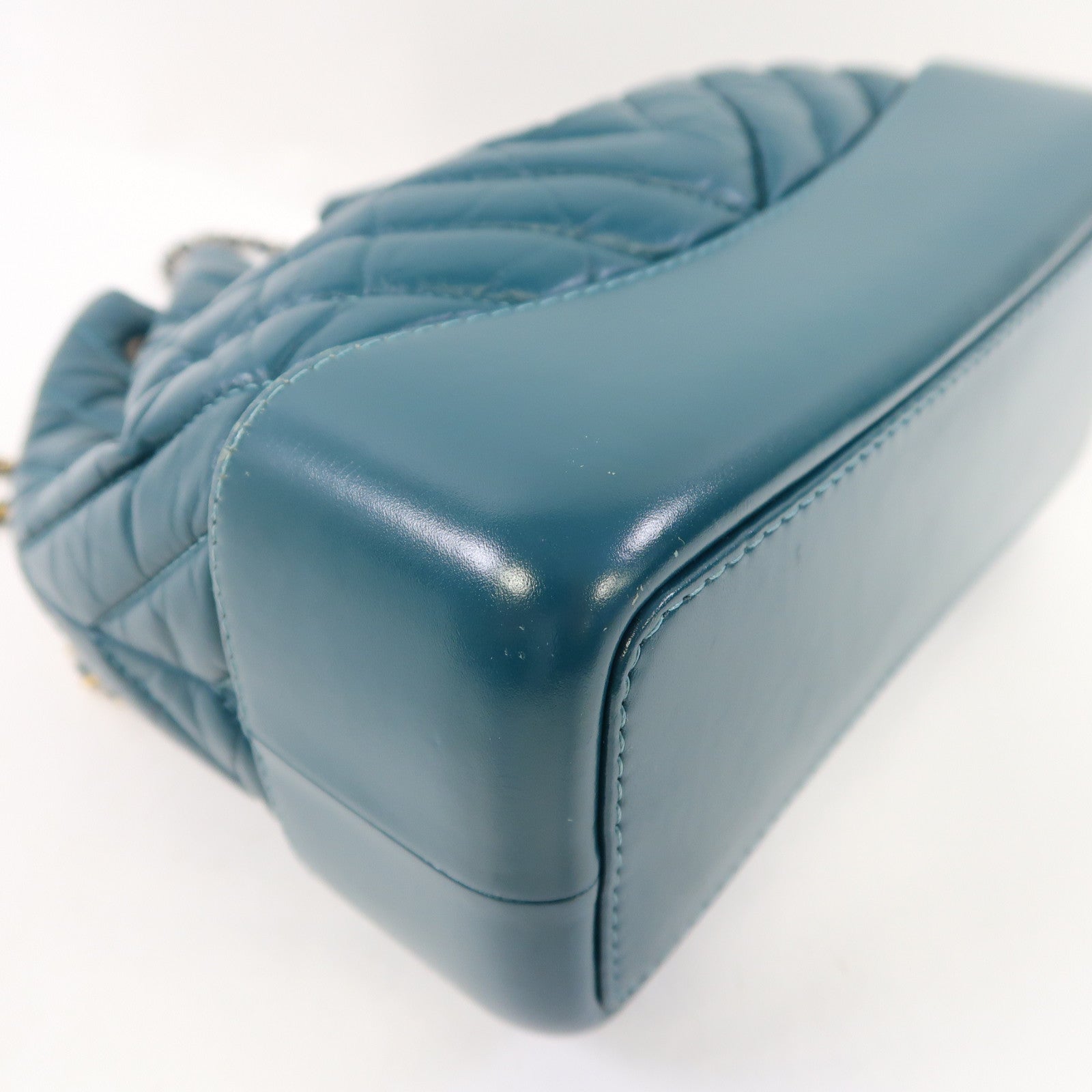 CHANEL 【激減優惠】斜紋羊皮皮革Gabrielle Backpack金/銀扣背包綠色