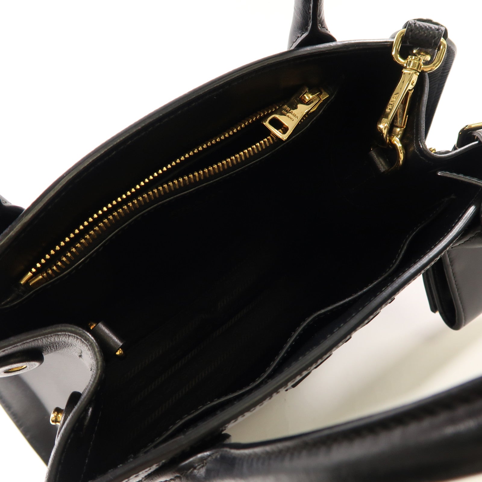 PRADA 牛皮皮革2 Way Shoulder Bag金扣手挽肩背兩用袋黑色