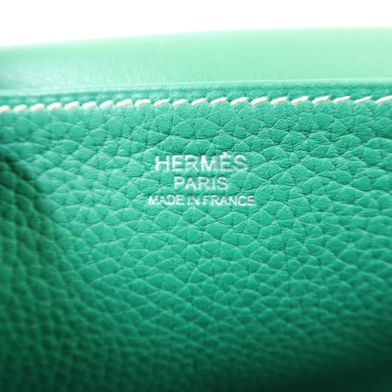 HERMES Clemence皮革Halzan 31銀扣手挽肩背兩用袋綠色