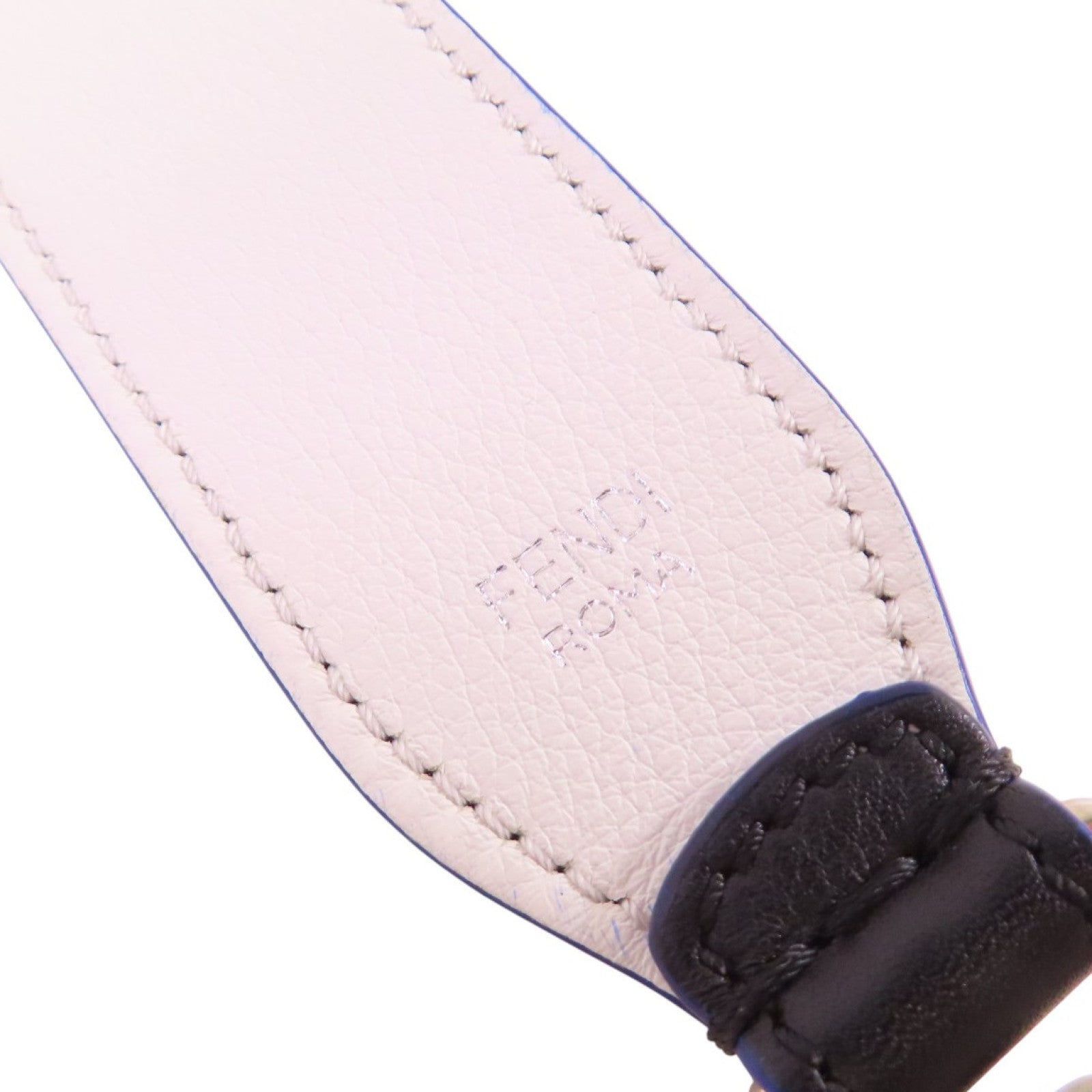 FENDI 牛皮皮革/毛茸Shoulder Strap銀扣肩帶