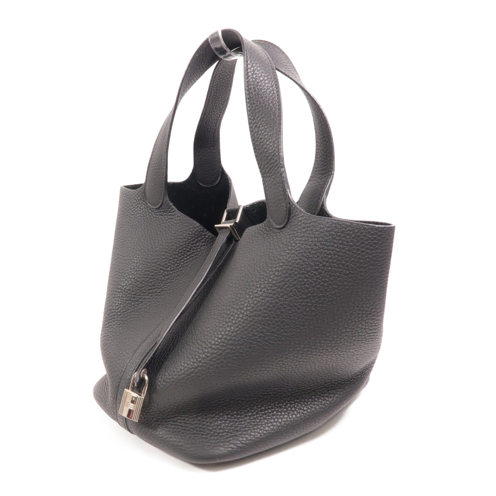 HERMES Clemence皮革Picotin MM手挽袋Noir