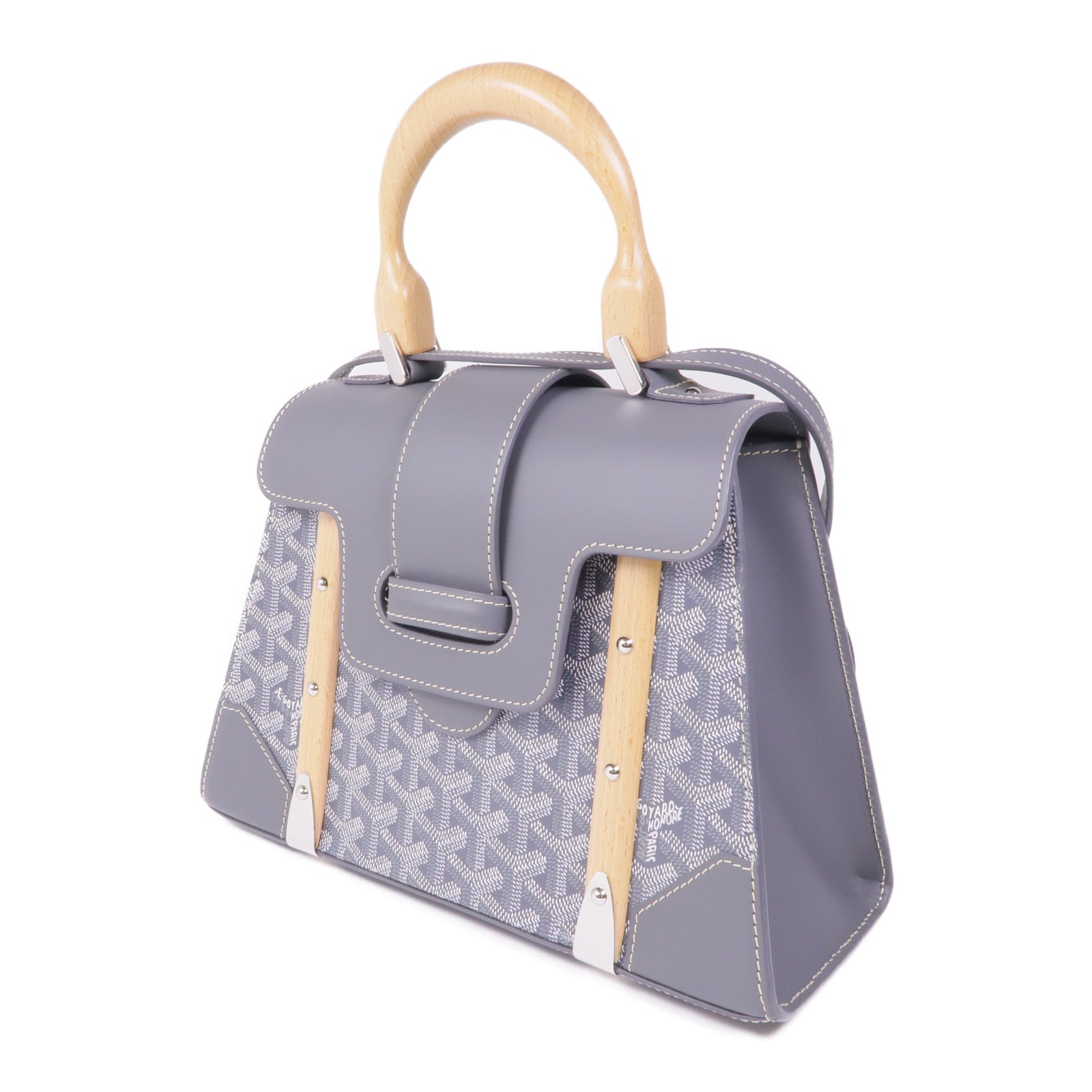 GOYARD 塗層帆布/皮革Saigon PM銀扣手挽肩背兩用袋