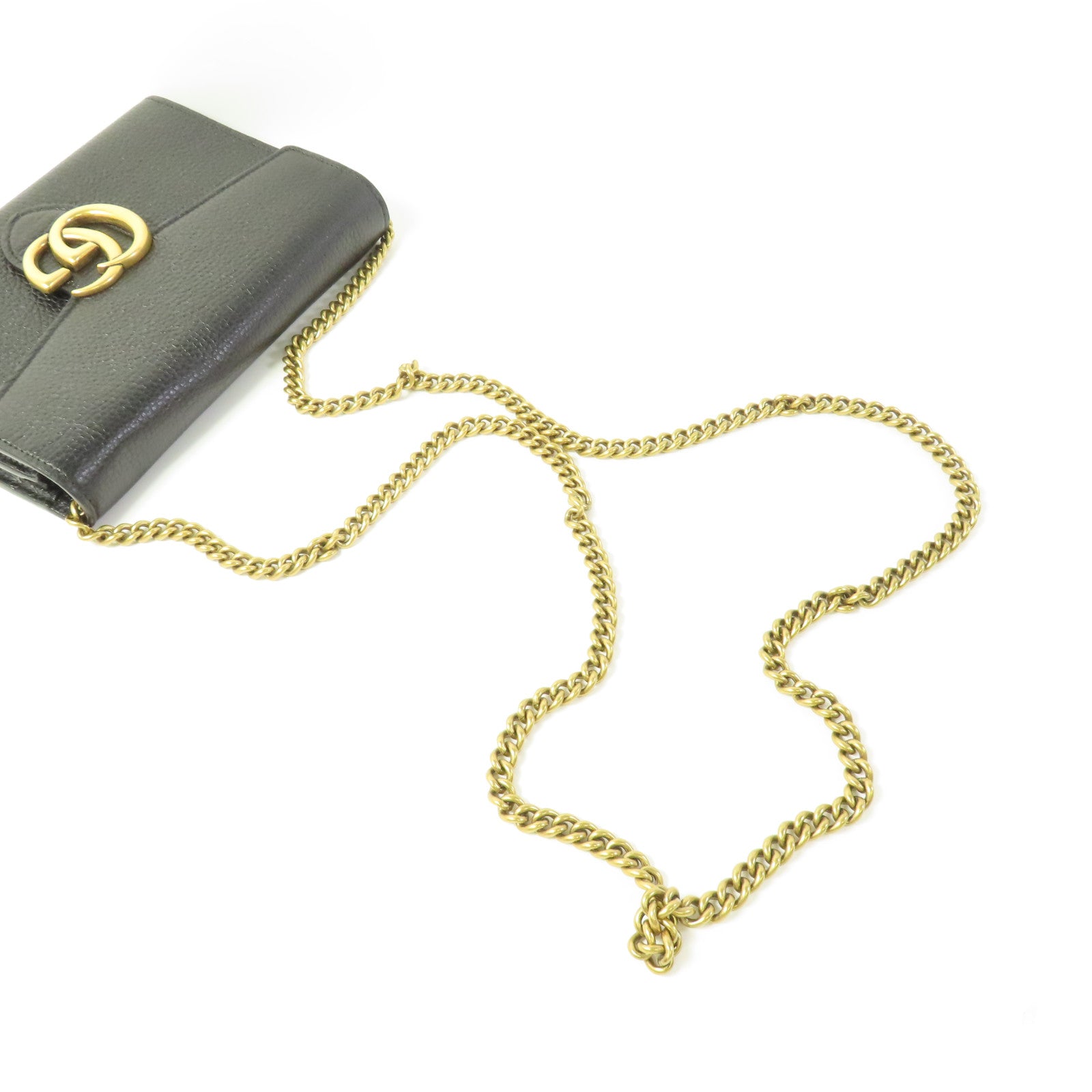 GUCCI 牛皮皮革Chain Shoulder金扣鏈帶肩背袋