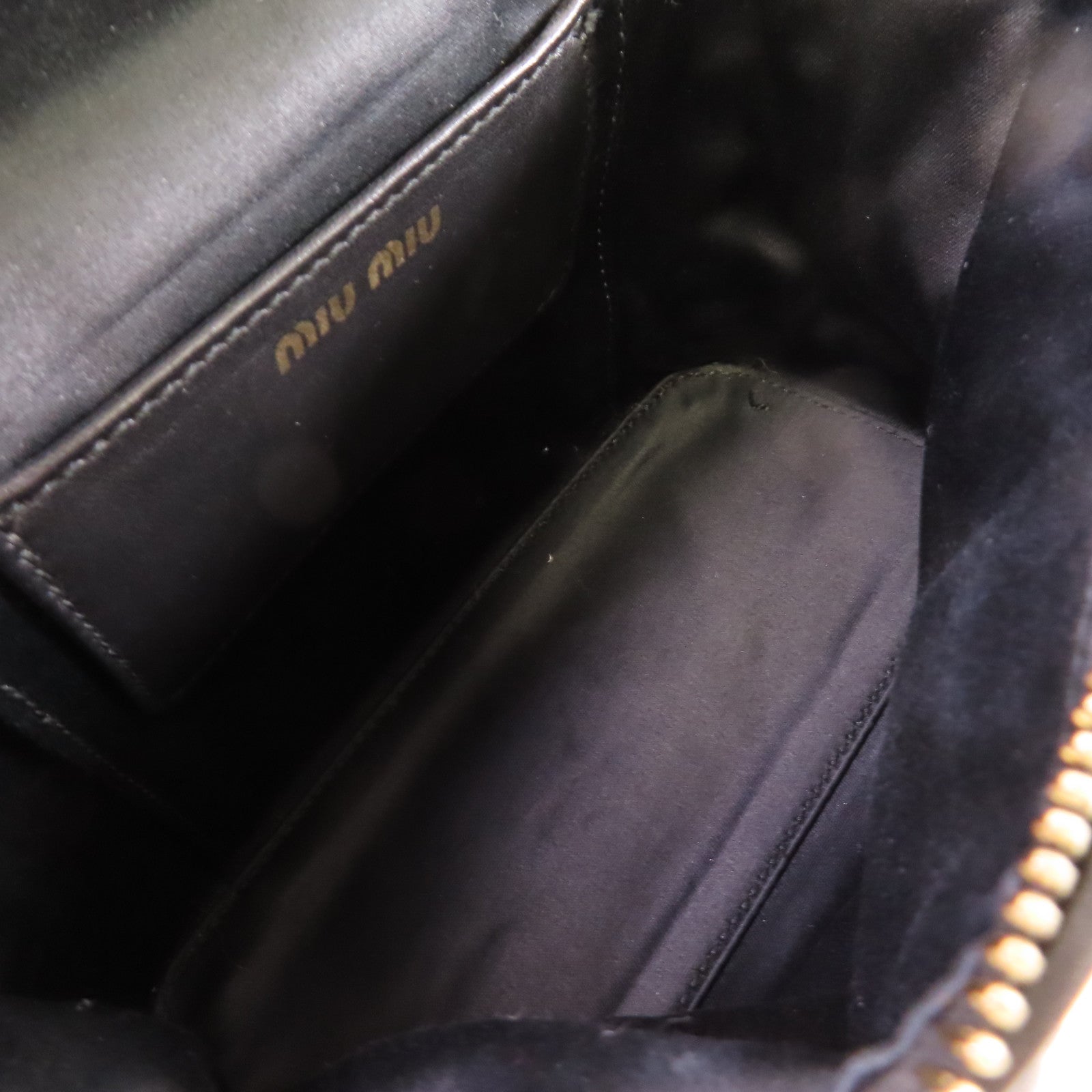 Miu Miu 羊皮皮革2Way Shoulder Bag/Vanity Case金扣手挽肩背兩用袋黑色