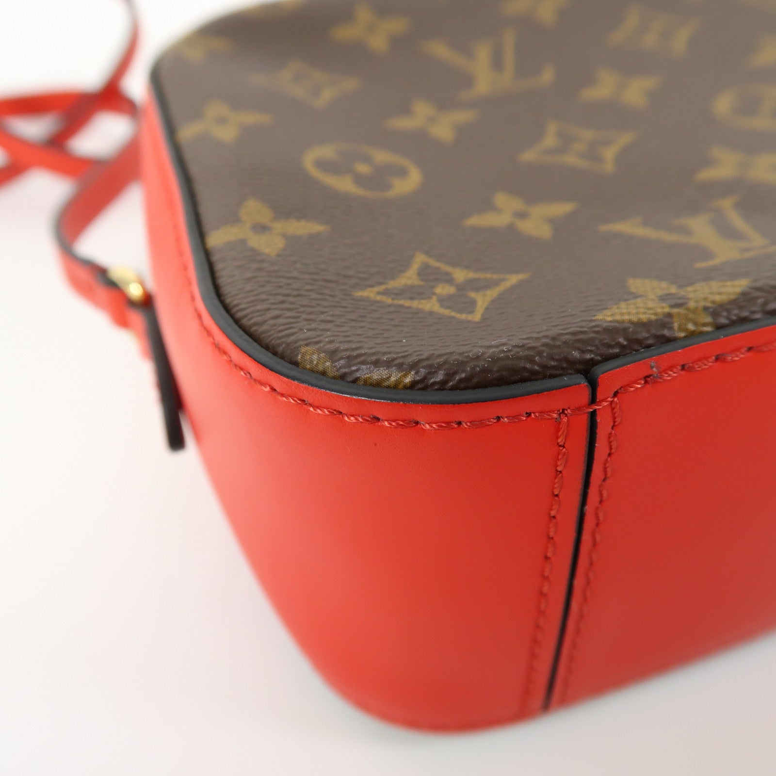 LOUIS VUITTON Monogram Saintonge金扣肩背袋啡色/紅色