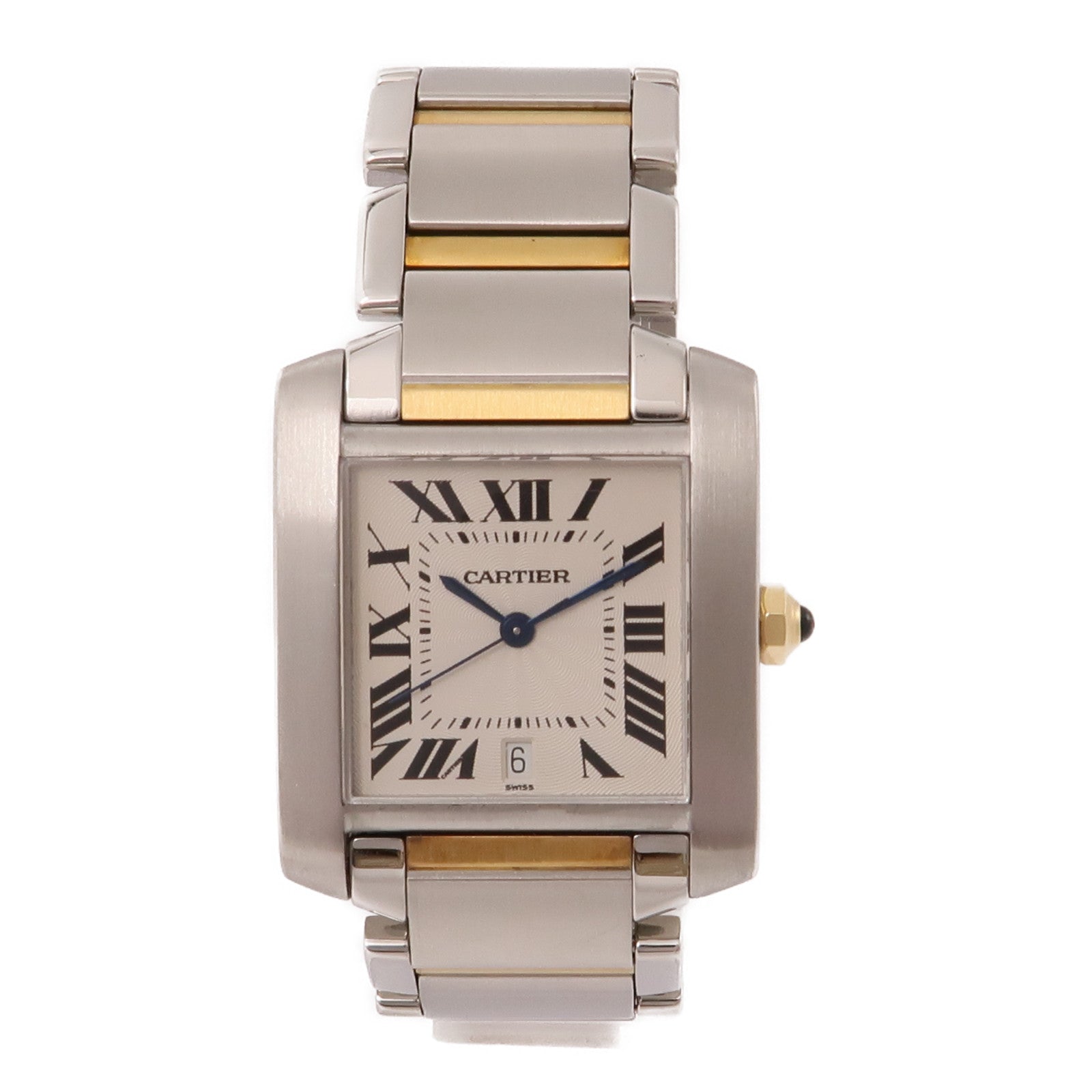 CARTIER Tank Francaise LM 18K黃金/不鏽鋼手錶自動機芯米色