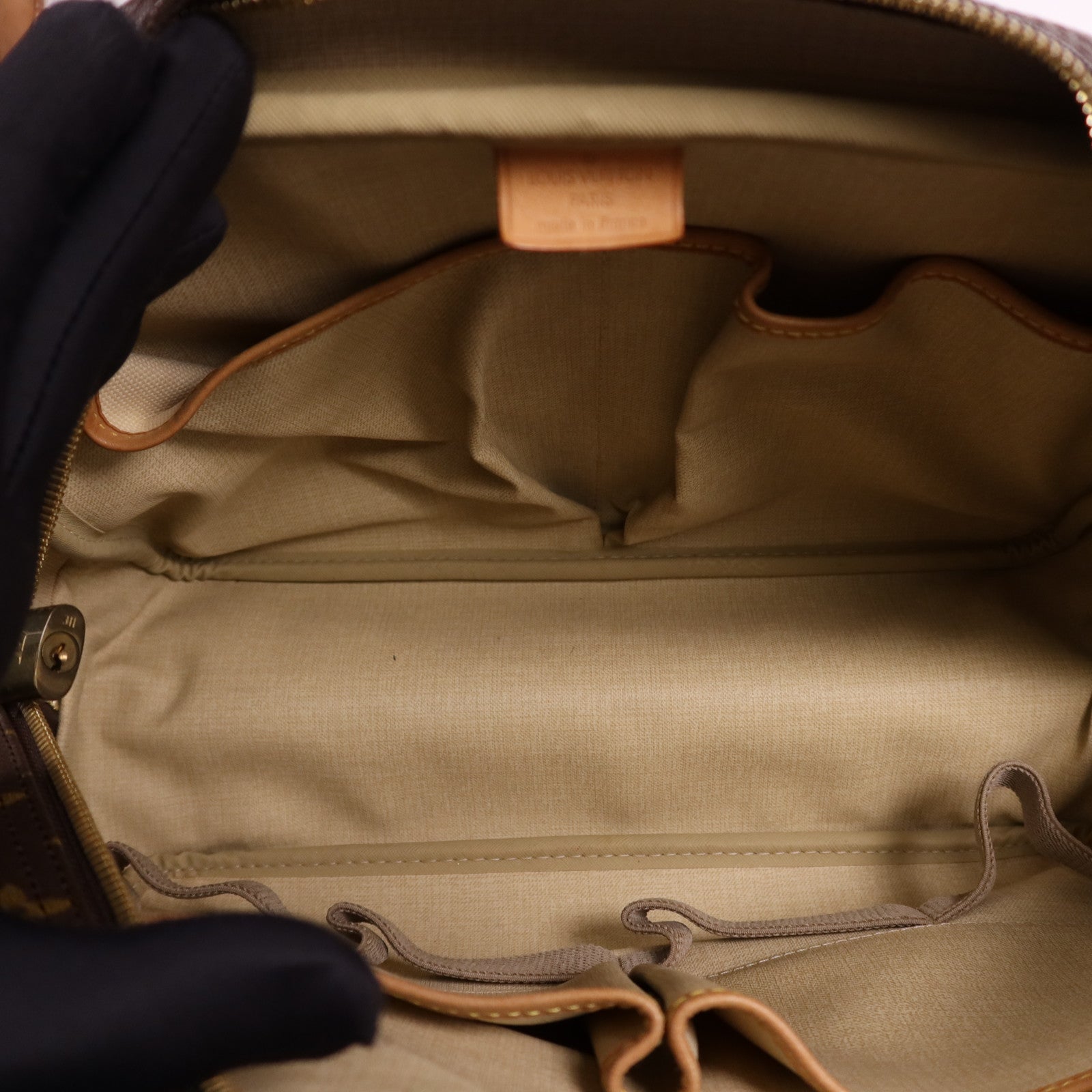 LOUIS VUITTON Monogram Deauville金扣手挽袋棕色