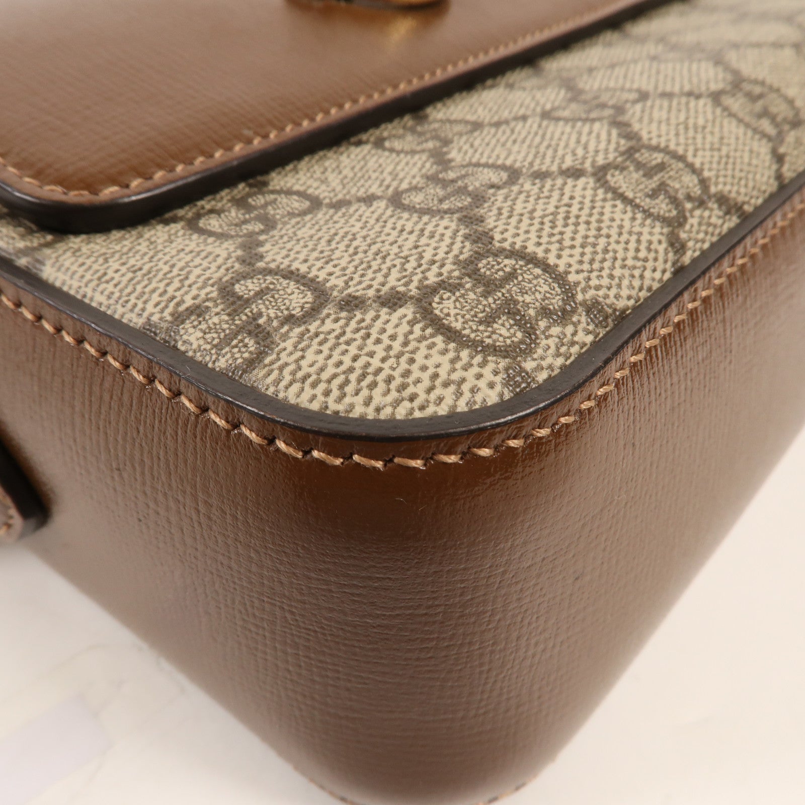 GUCCI 塗層帆布Horsebit 1955金扣肩背袋